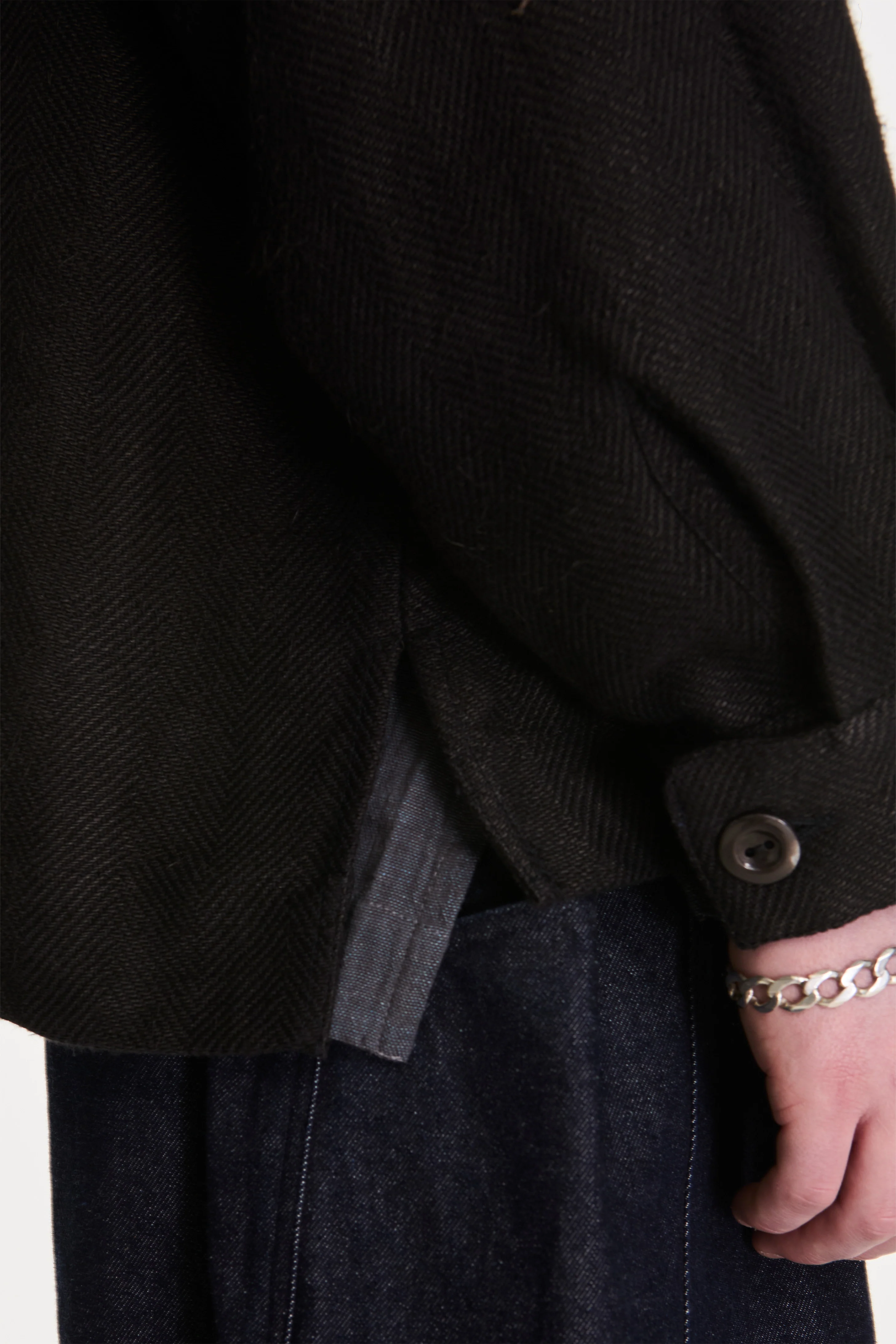 Farmer Jacket Handwoven Organic Cotton Black - Image 3