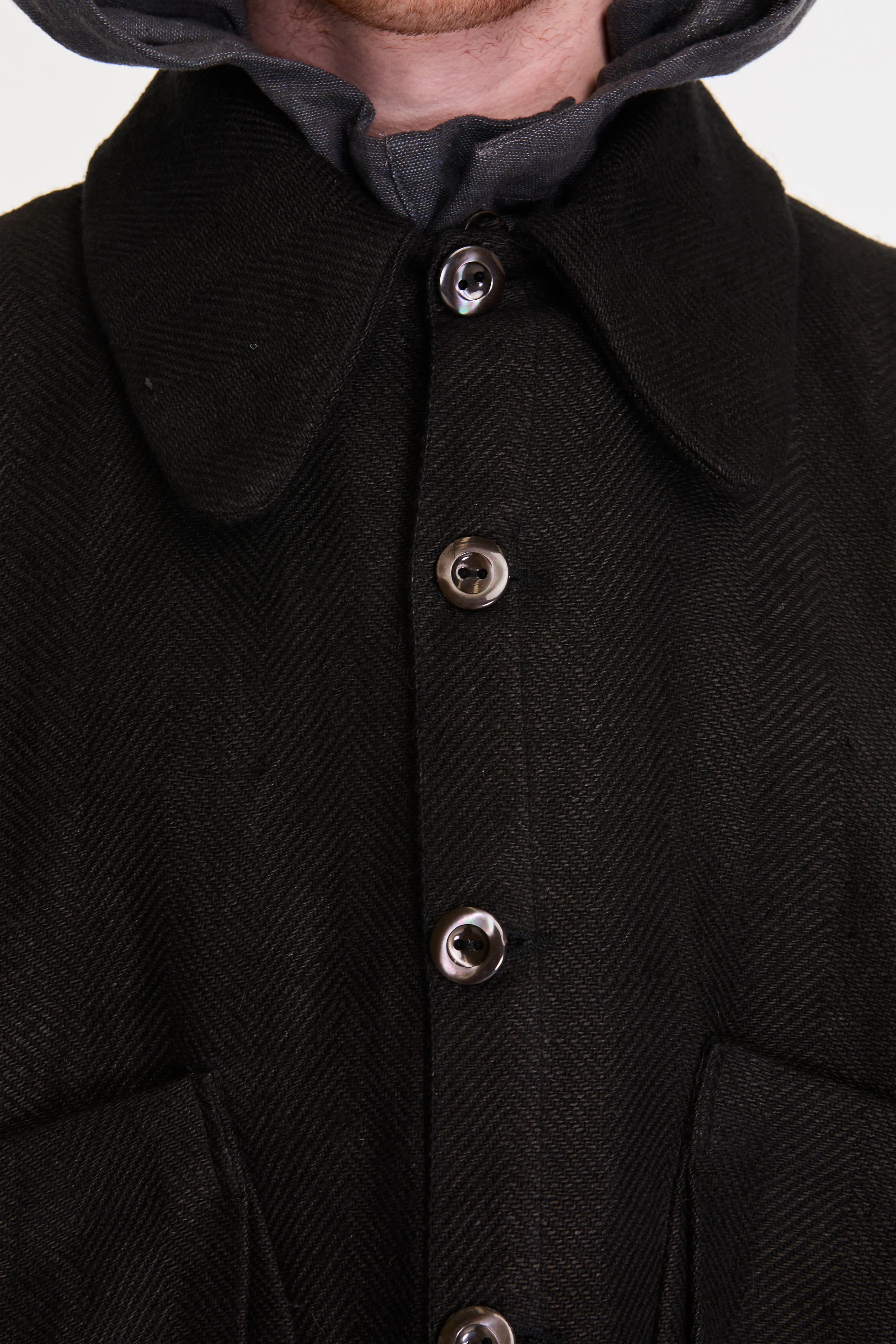 Farmer Jacket Handwoven Organic Cotton Black - Image 4