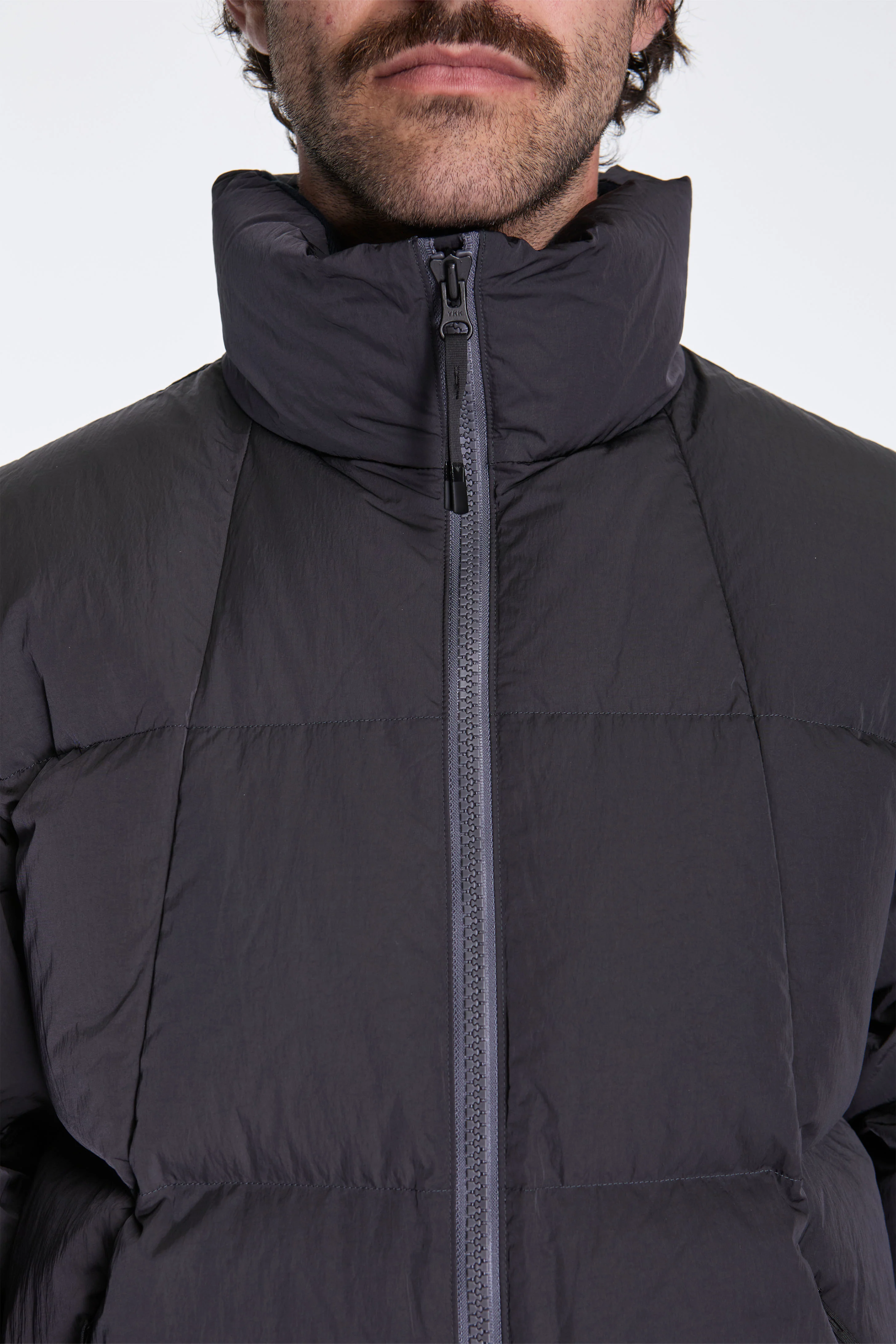 Dope Dyed Ripple Nylon Down Jacket Dark Charcoal - Image 3