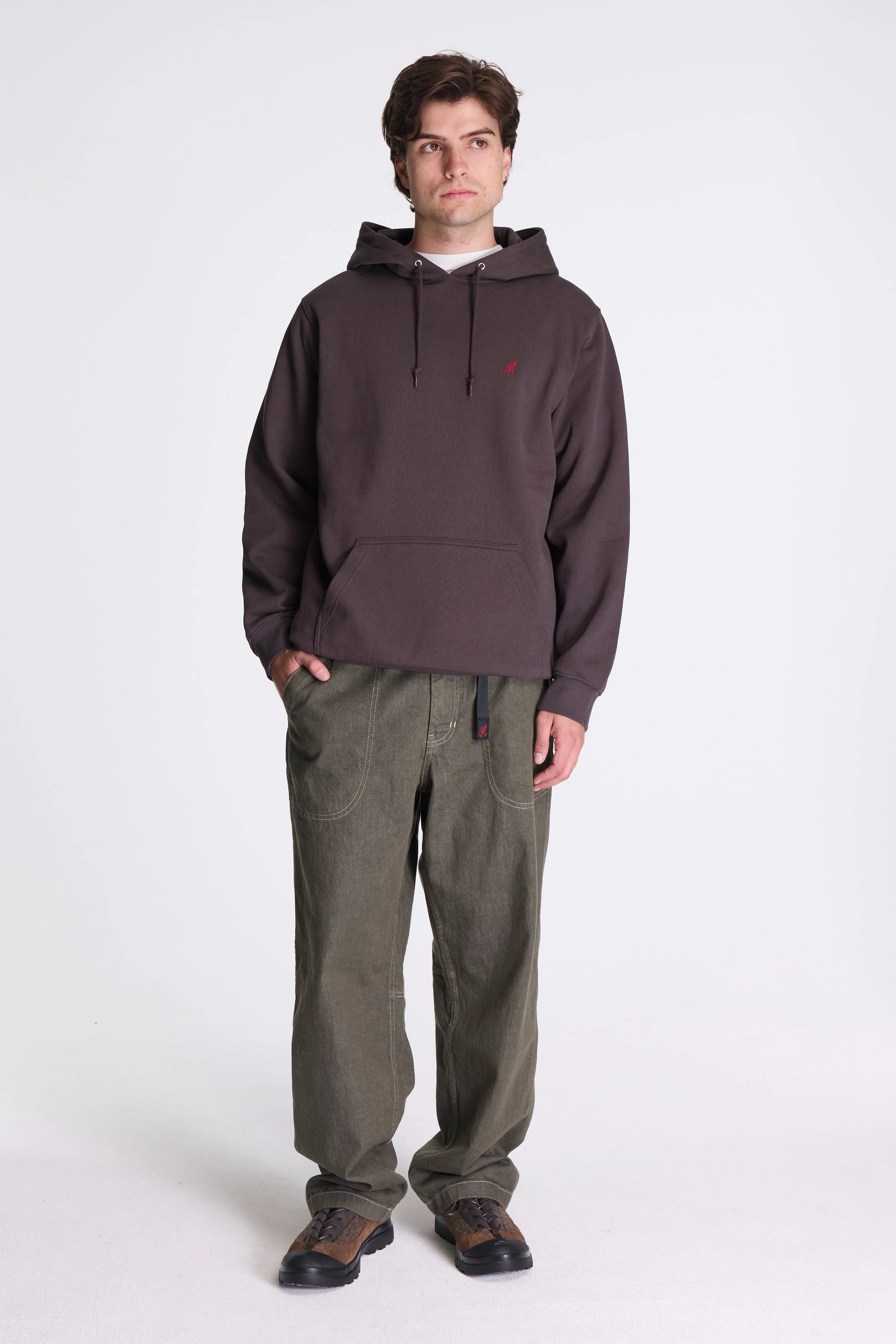 One Point Hooded Sweatshirt Deep Brown - Image 5