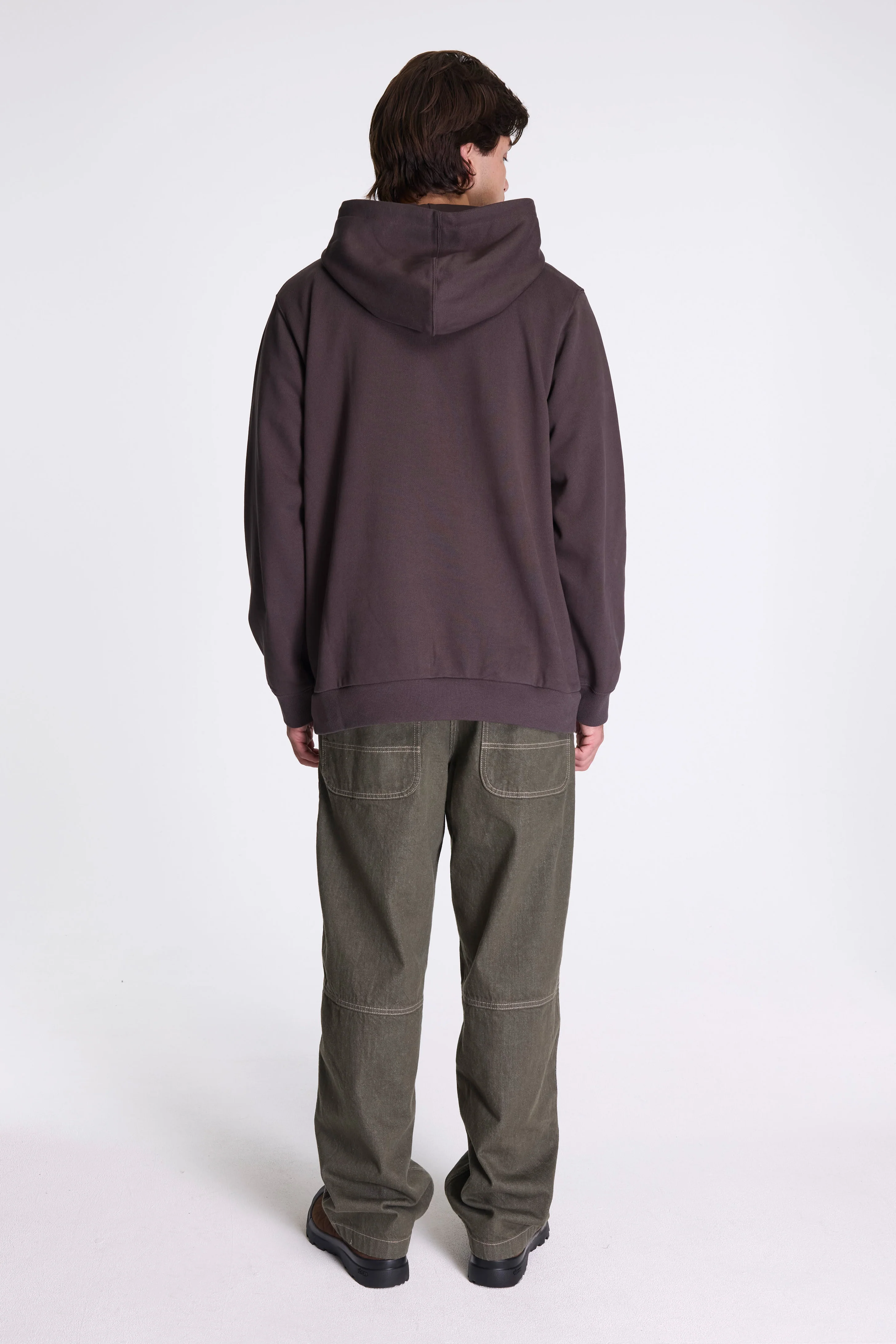 One Point Hooded Sweatshirt Deep Brown - Image 6