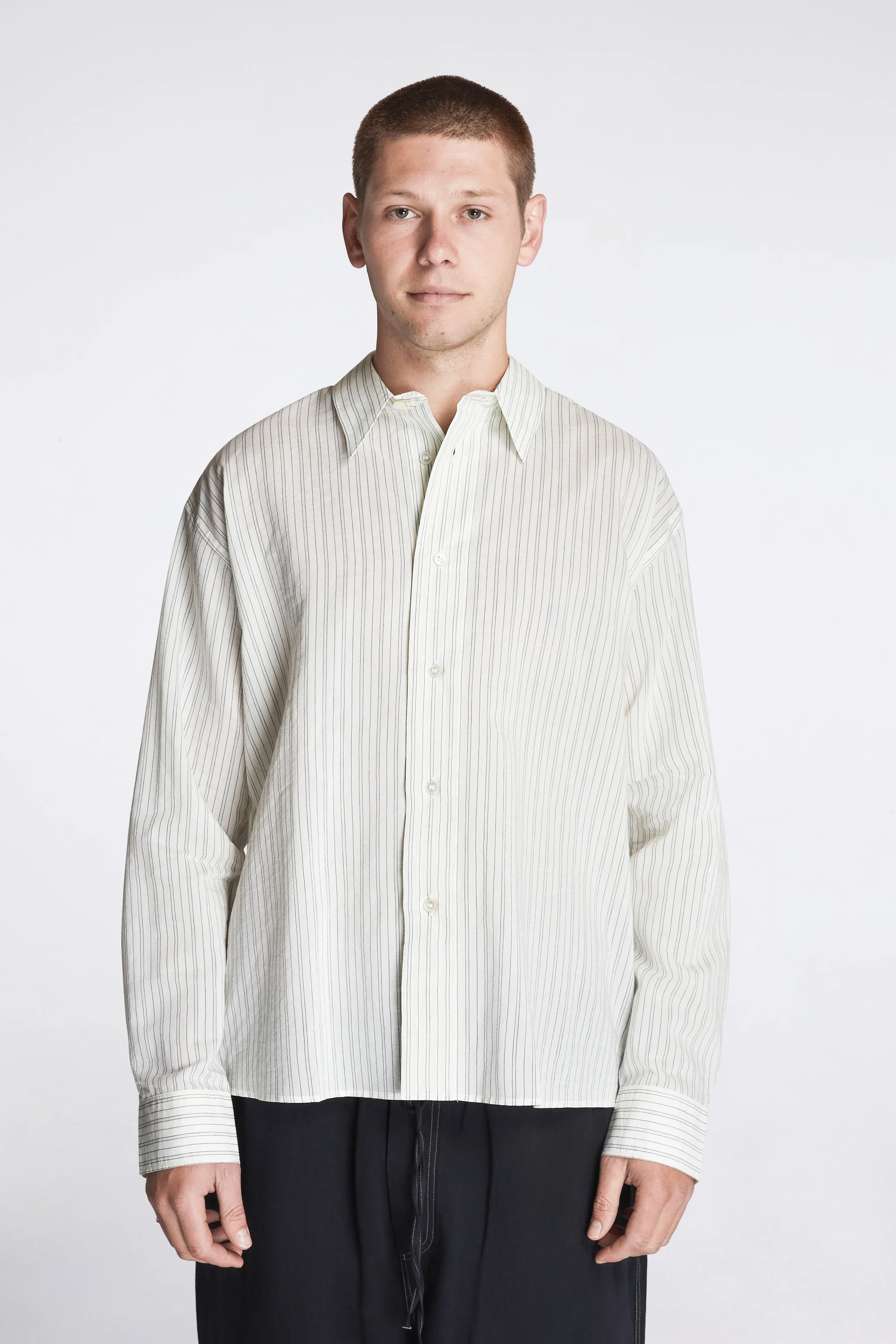 Hal Cotton Silk Stripe Shirt Parchment - Image 2