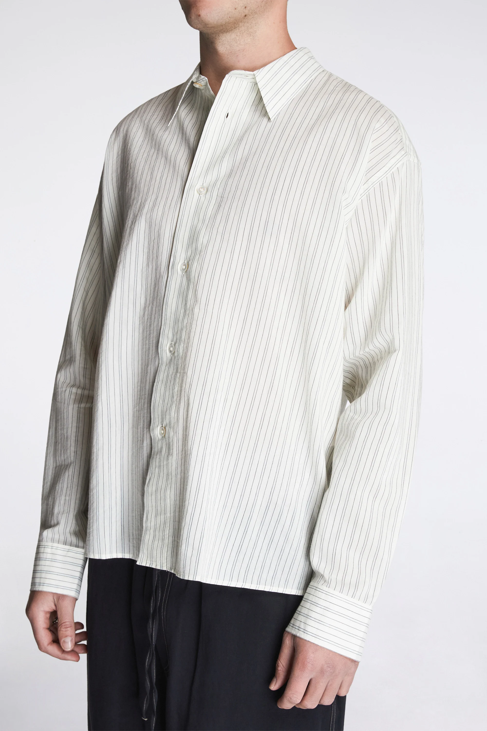Hal Cotton Silk Stripe Shirt Parchment - Image 3