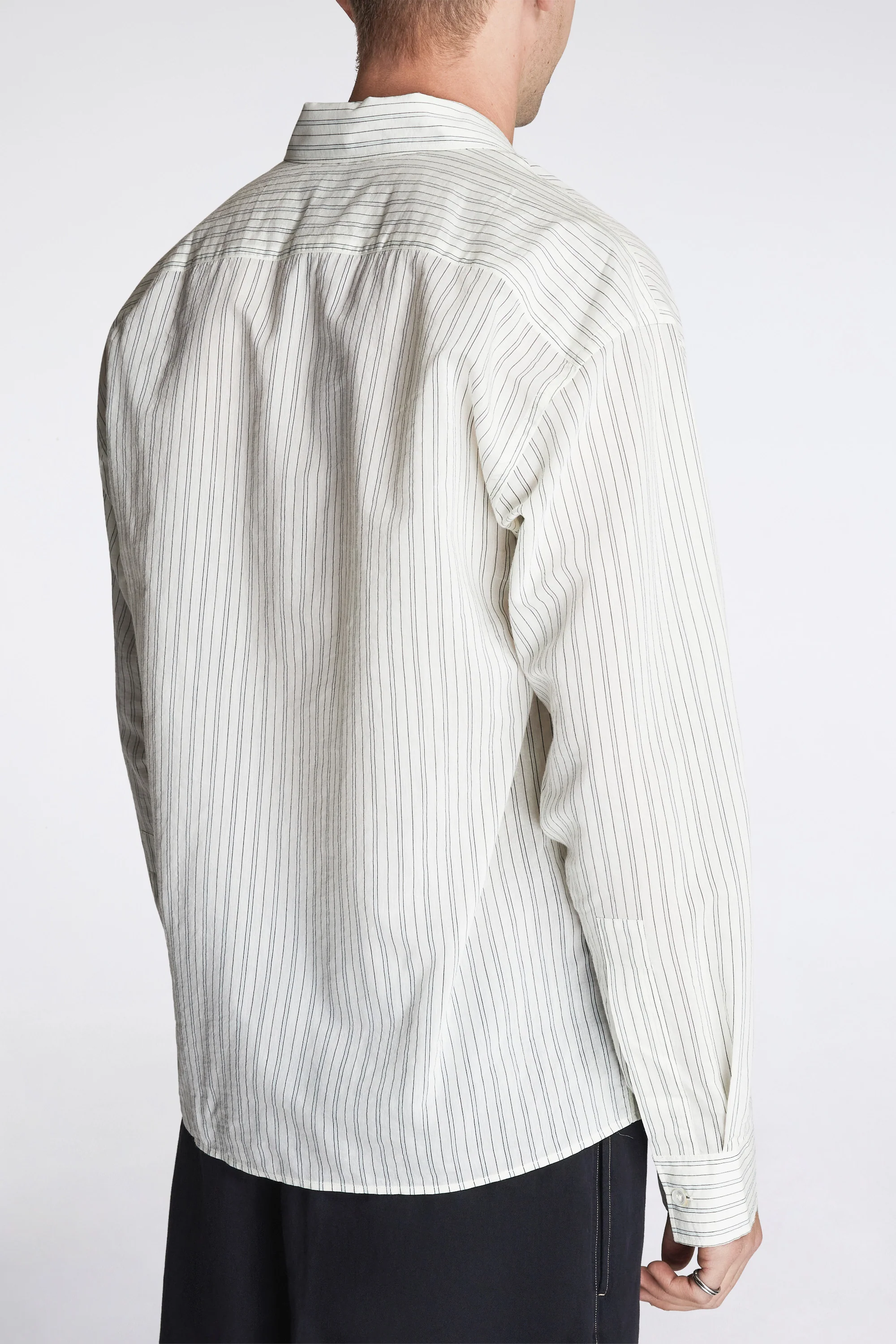 Hal Cotton Silk Stripe Shirt Parchment - Image 5