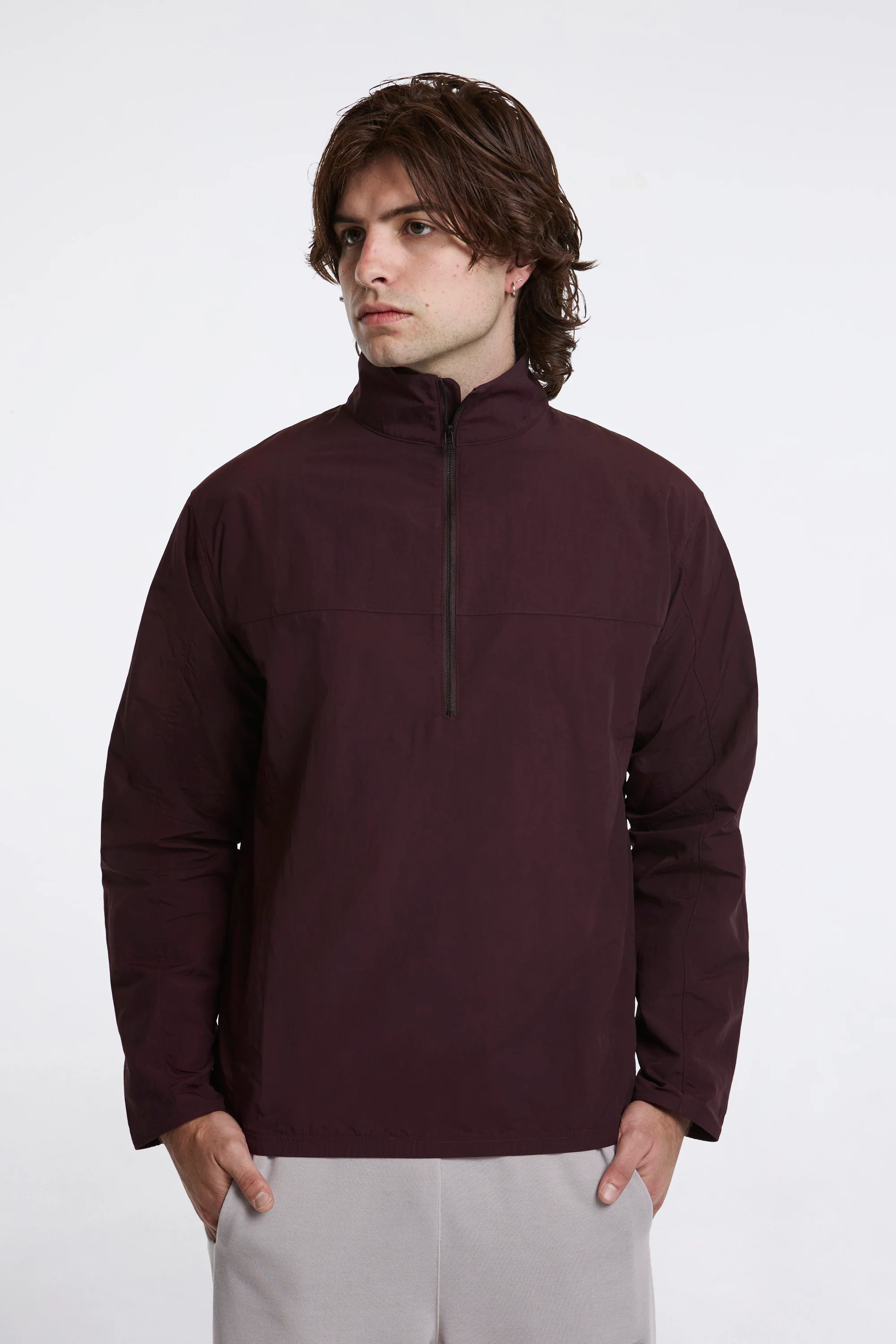 Half-Zip Nylon Windbreaker Blackberry - Image 2