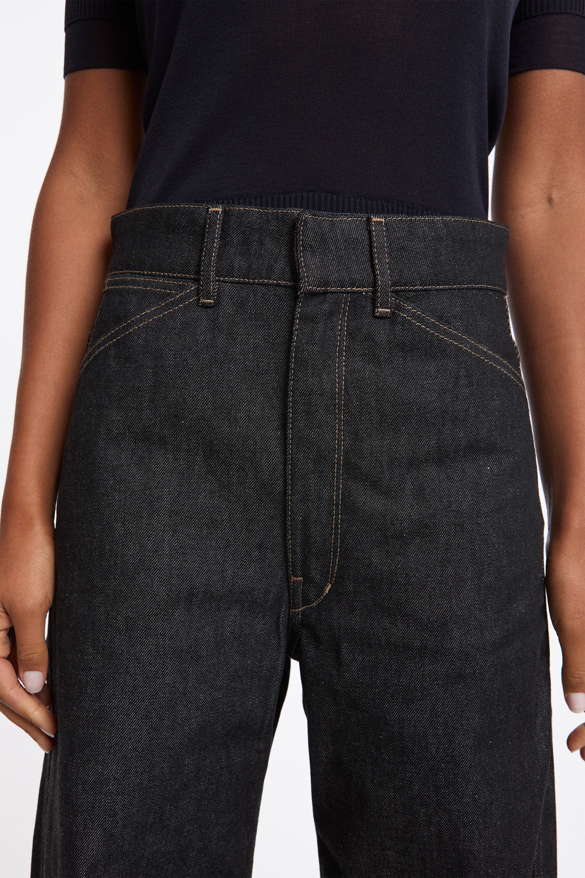 High Waisted Curved Pants Slate - Image 3