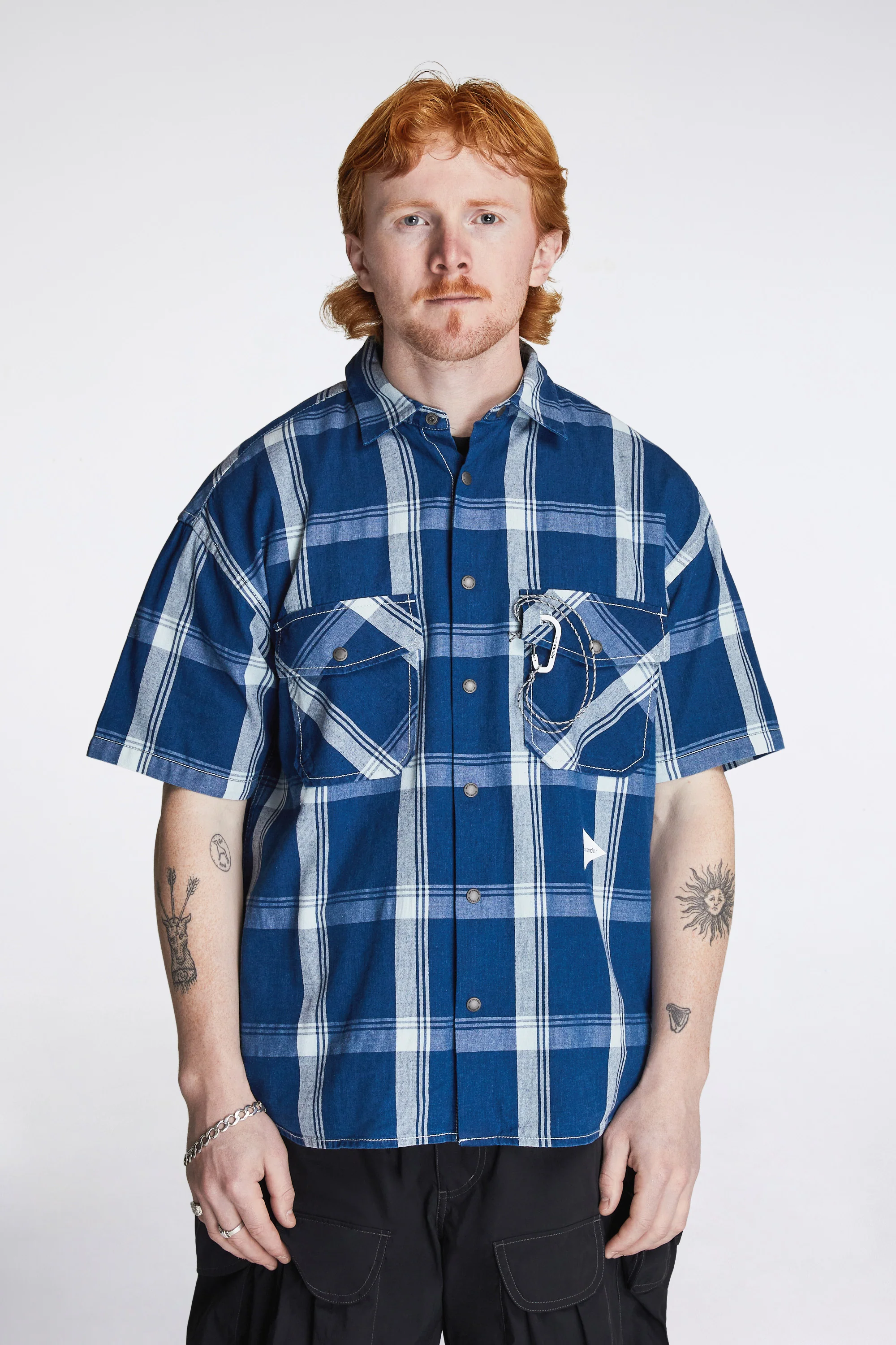 Indigo Check SS Shirt Blue - Image 2