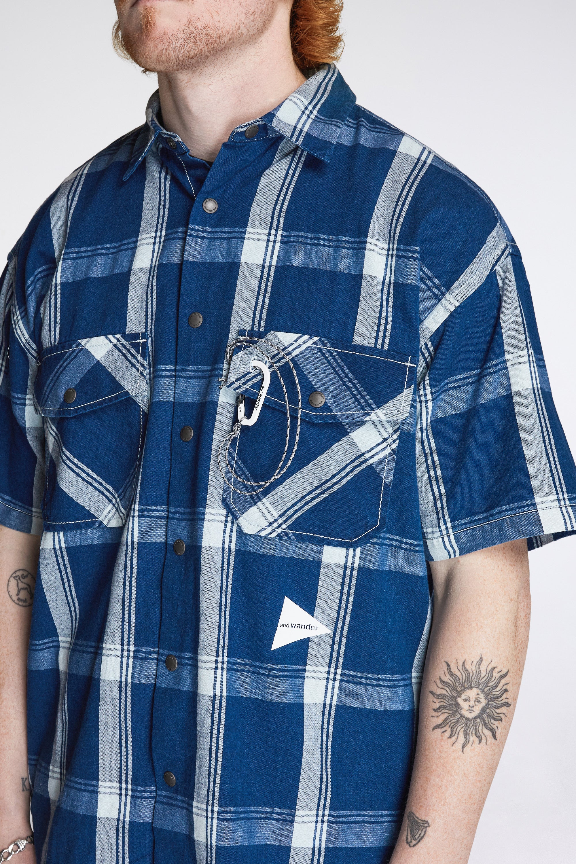 Indigo Check SS Shirt Blue - Image 3