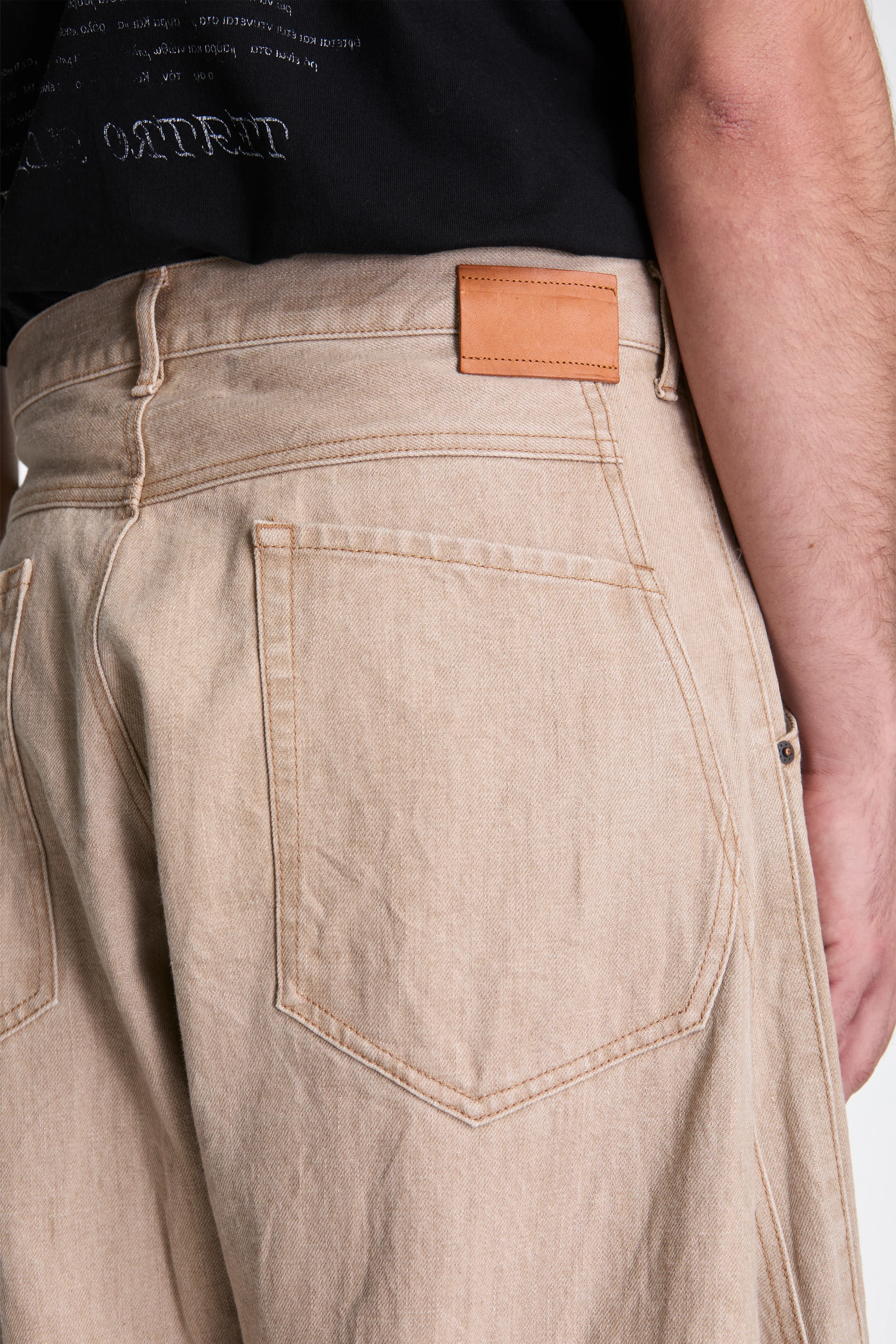 3D Cutting Denim Pants Beige - Image 4
