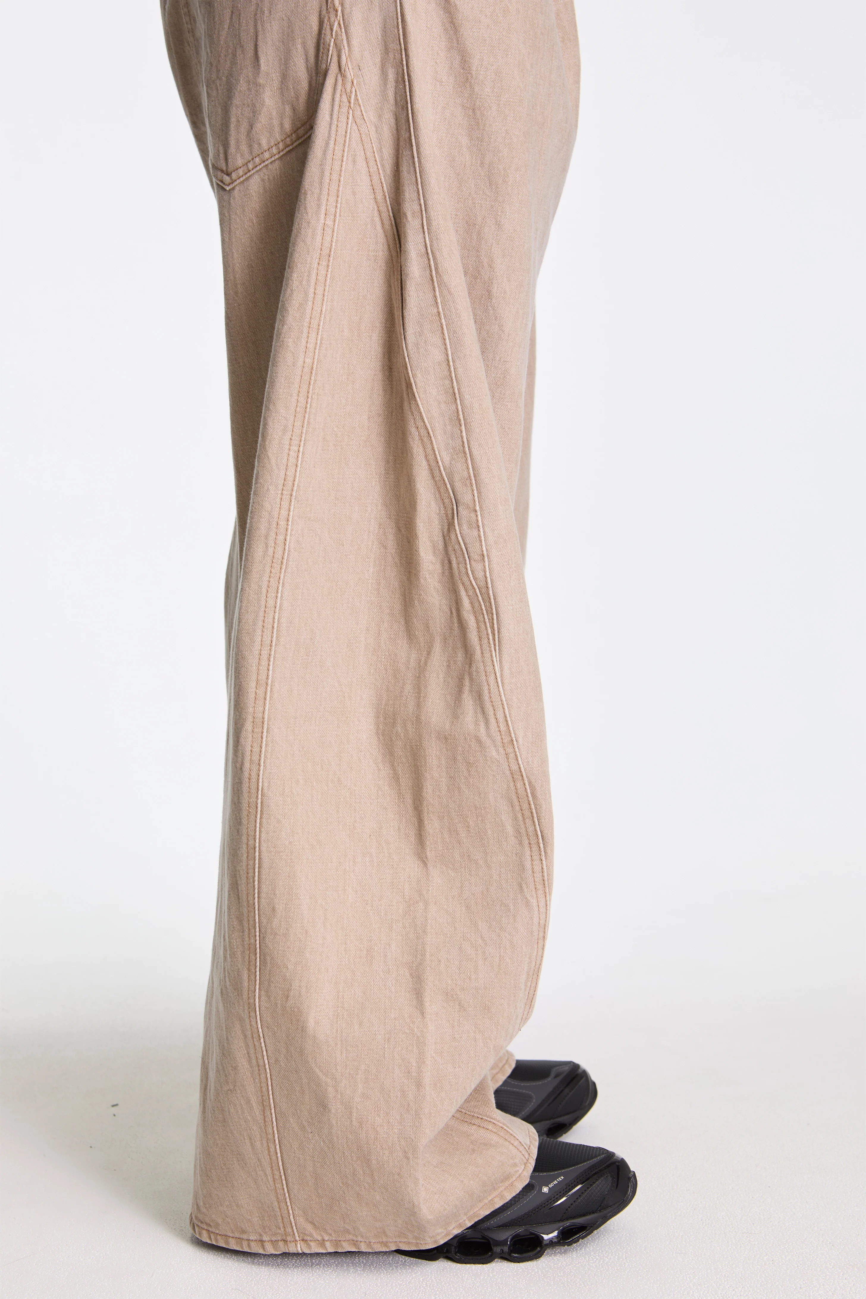 3D Cutting Denim Pants Beige - Image 5