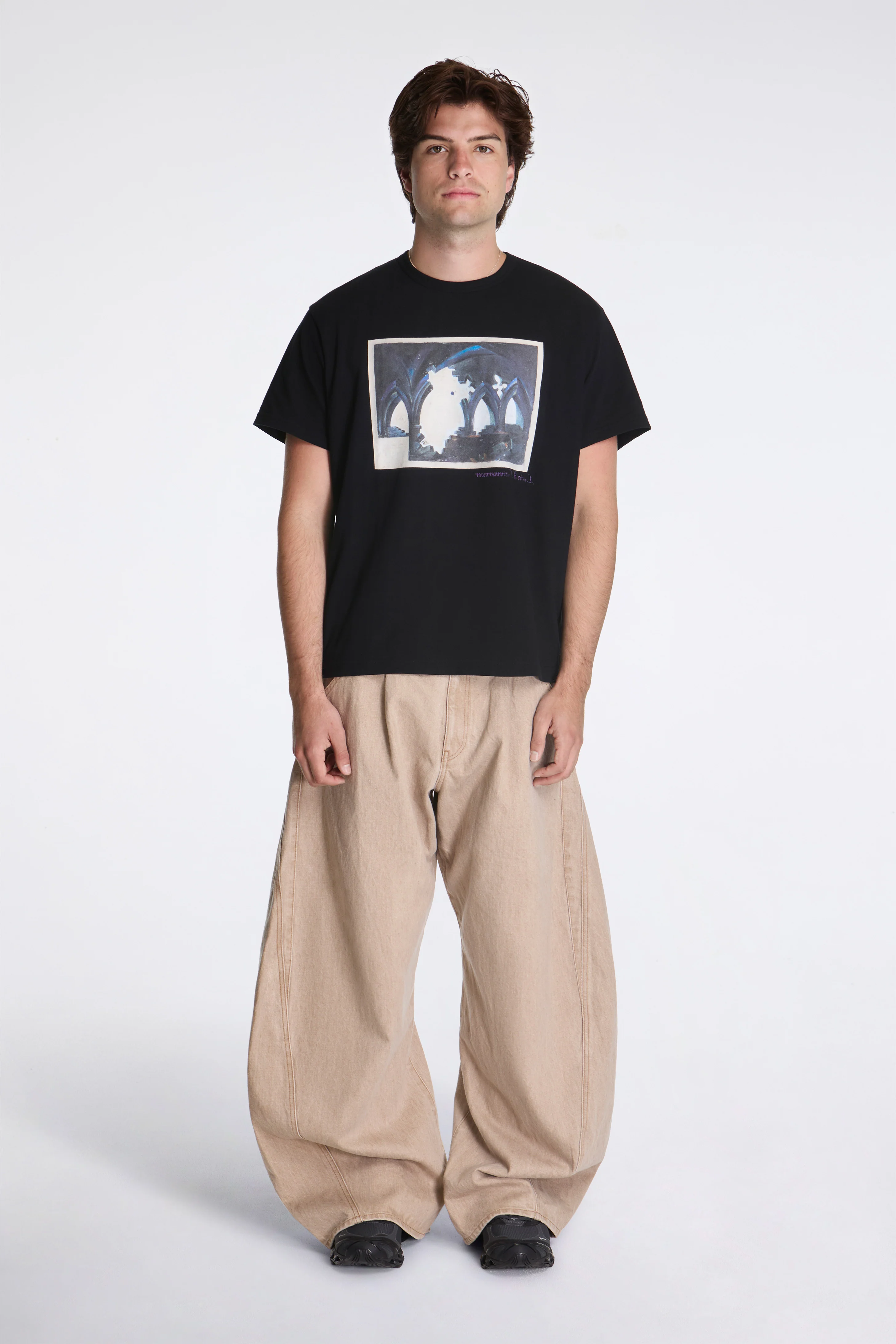 3D Cutting Denim Pants Beige - Image 6