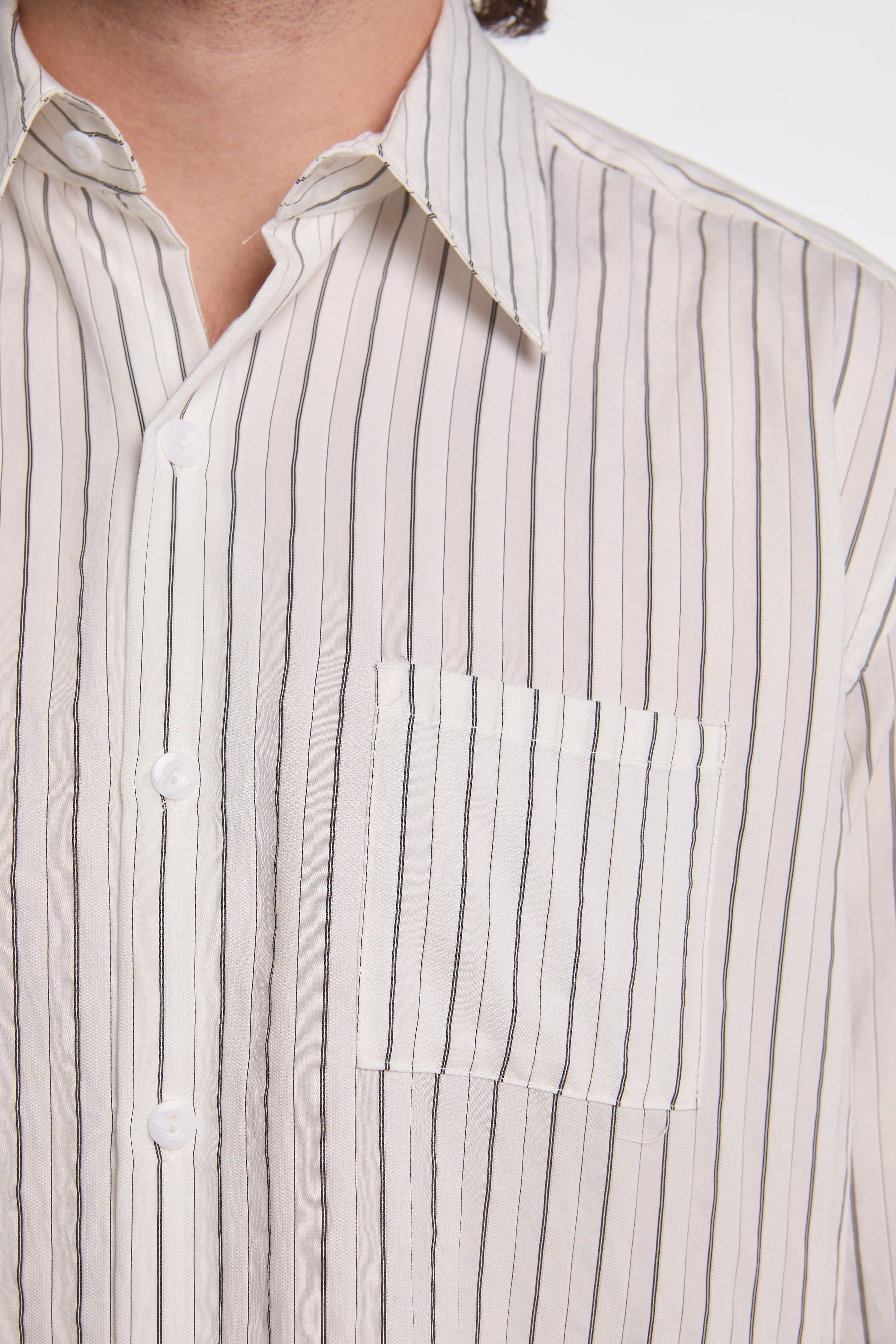 L/S Cropped Casual Shirt White - Image 3