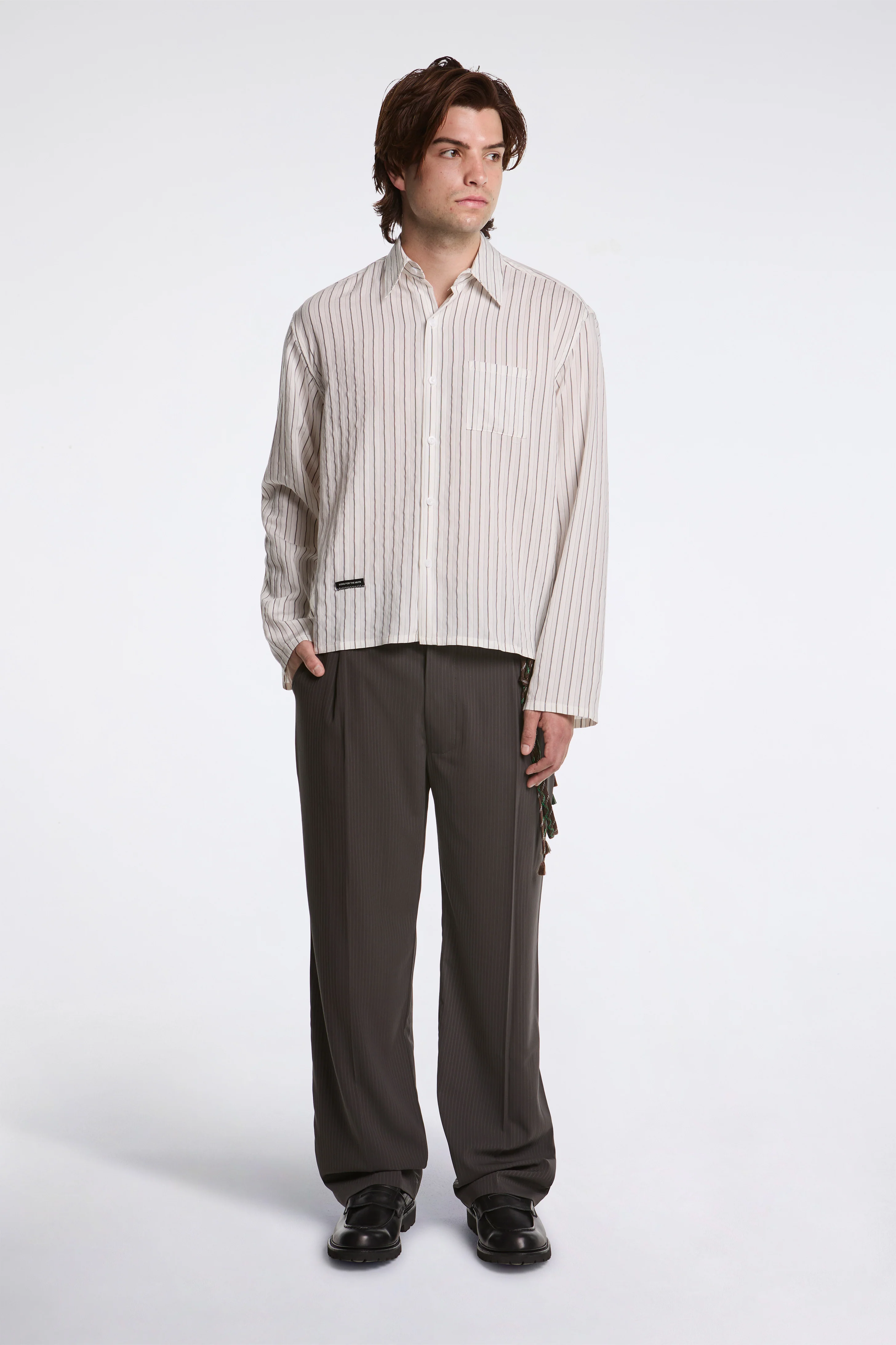 L/S Cropped Casual Shirt White - Image 5