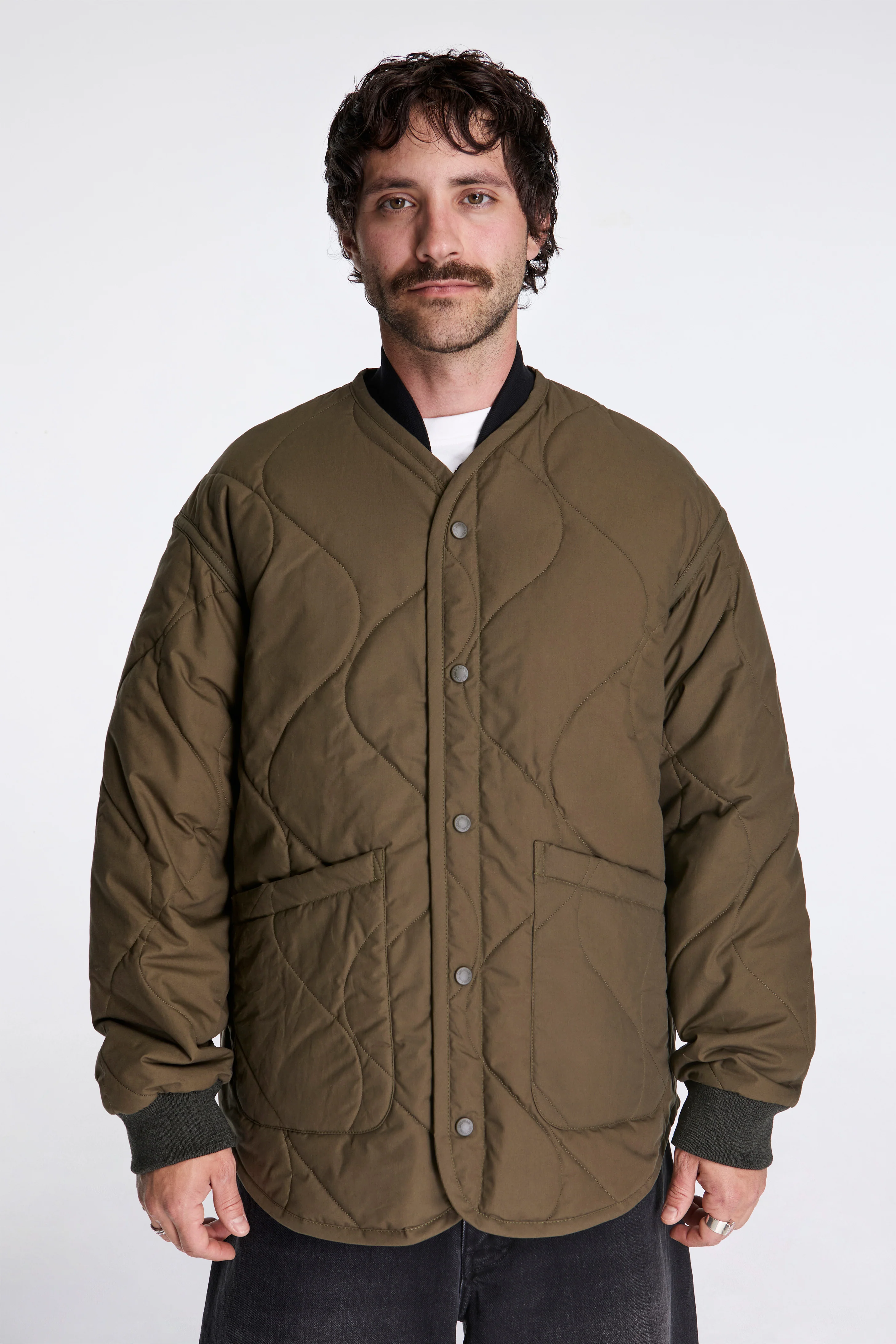 Cotton Quilt Liner Jacket Khaki/Brown - Image 2