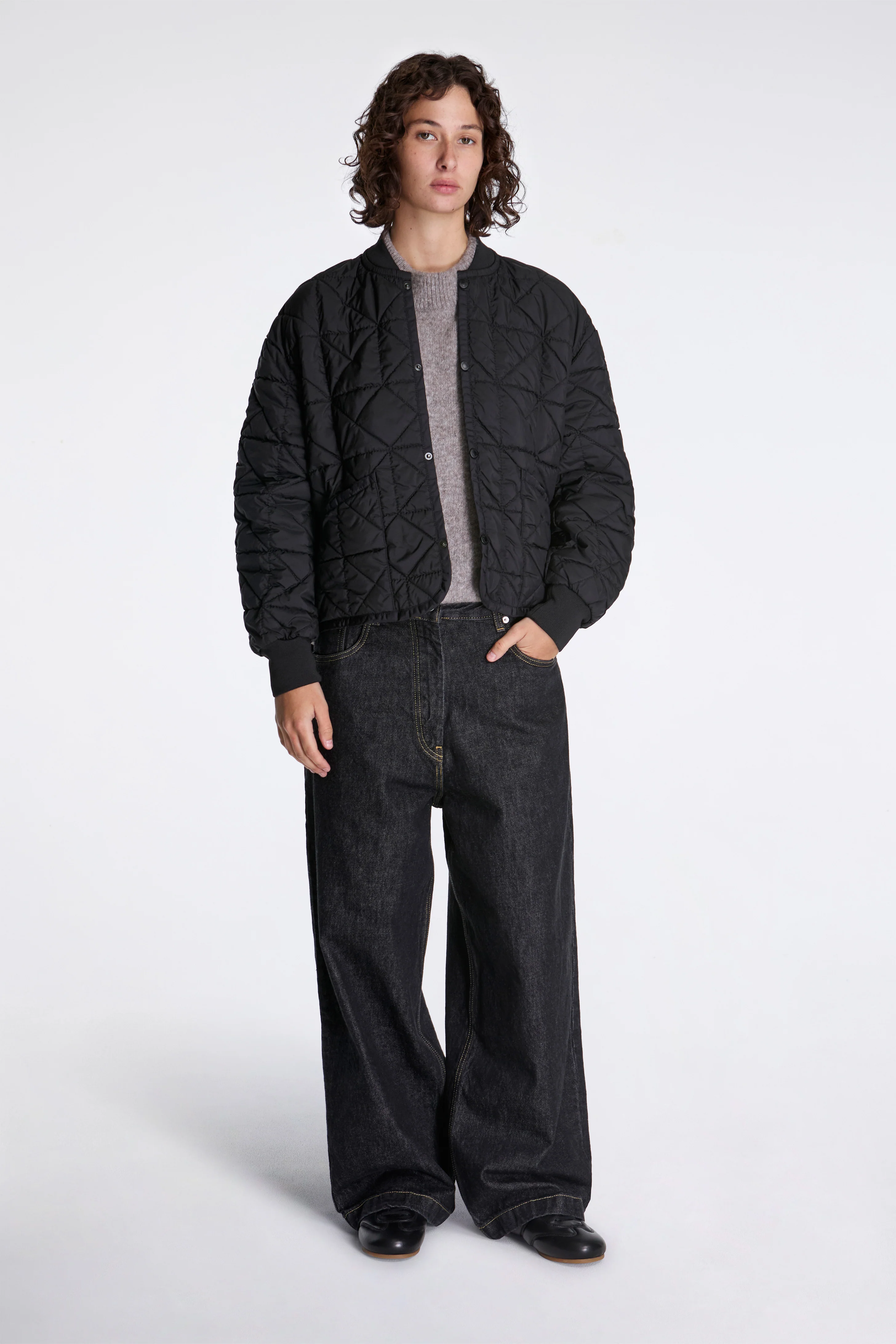 Washed Bomber Jacket Womens Sable/Black - Image 5