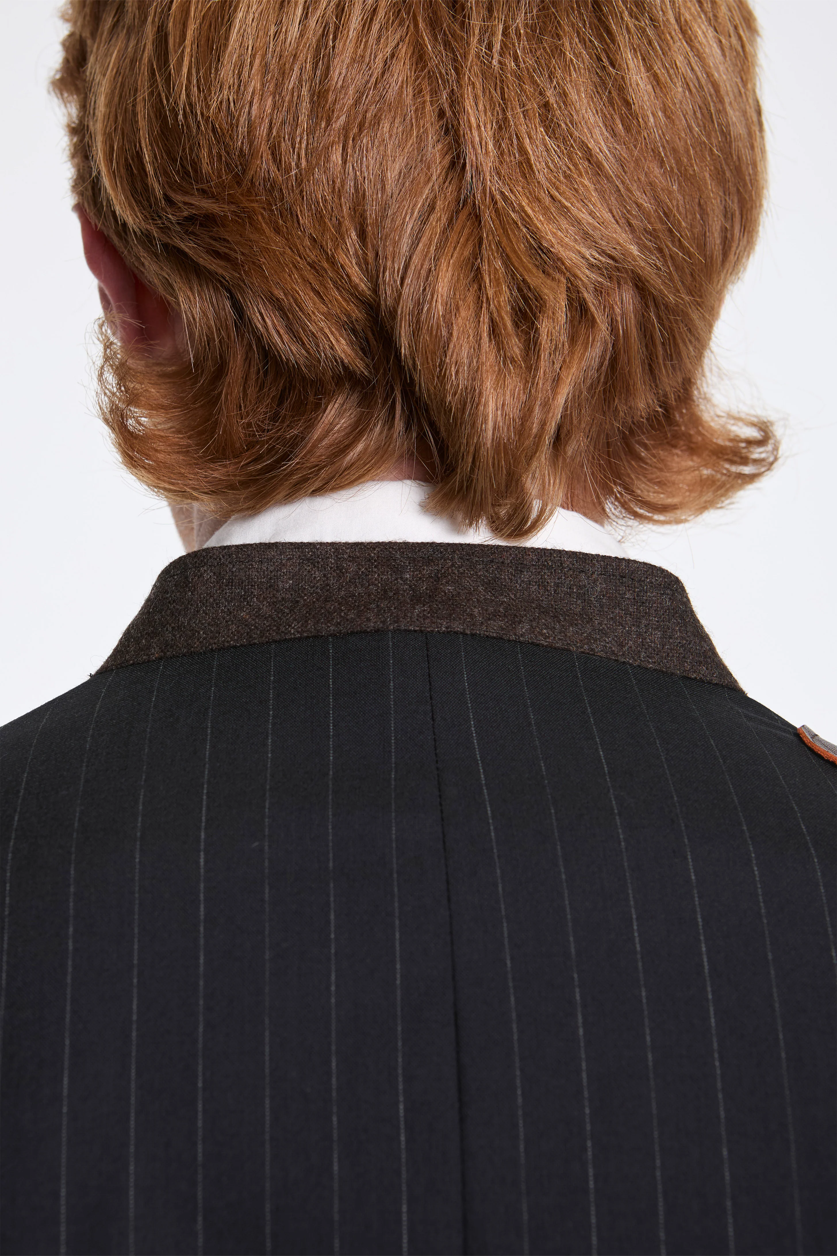 Leather-Patch No-Collar Jacket Black - Image 6
