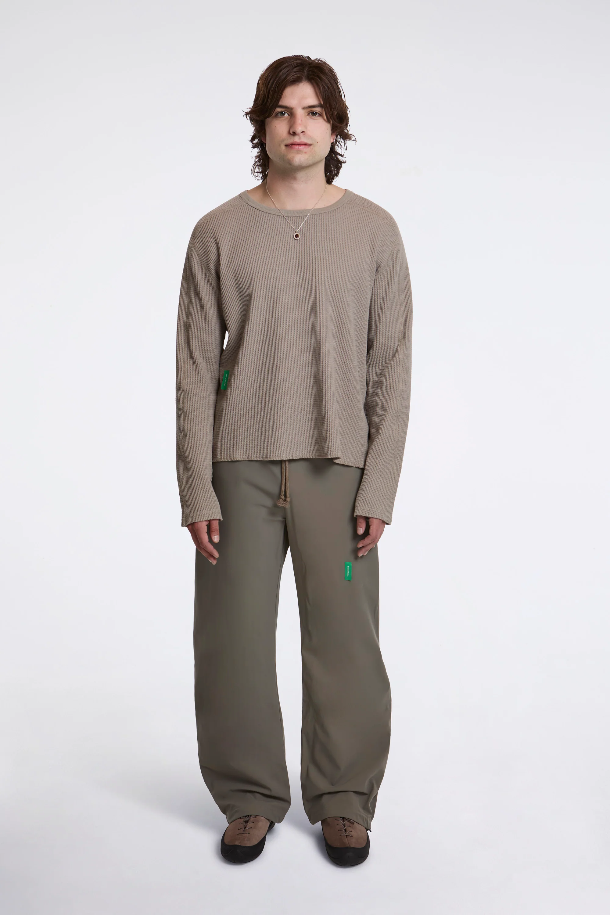 Long Sleeve Waffle Tee Stone Grey - Image 2