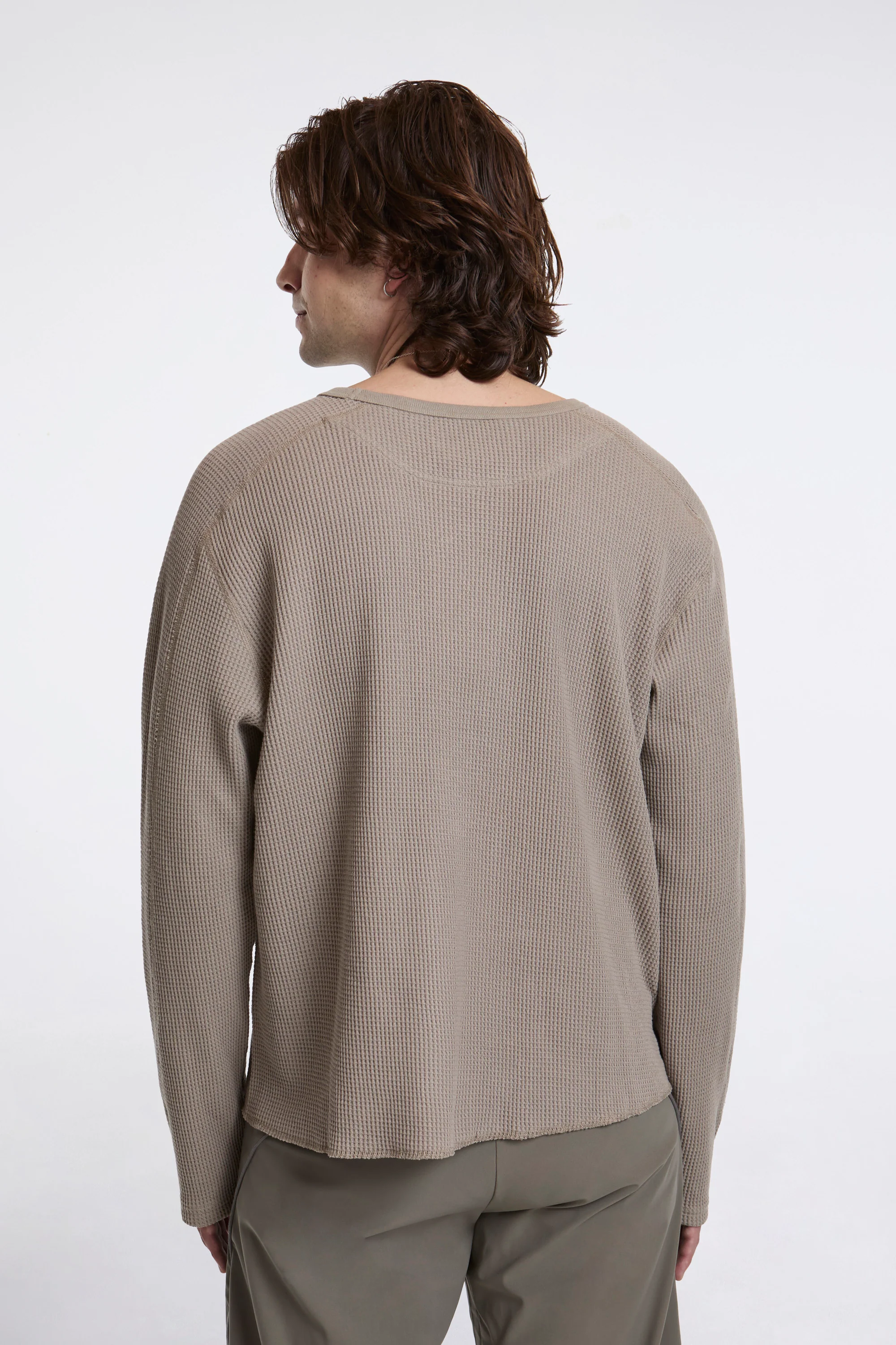 Long Sleeve Waffle Tee Stone Grey - Image 4