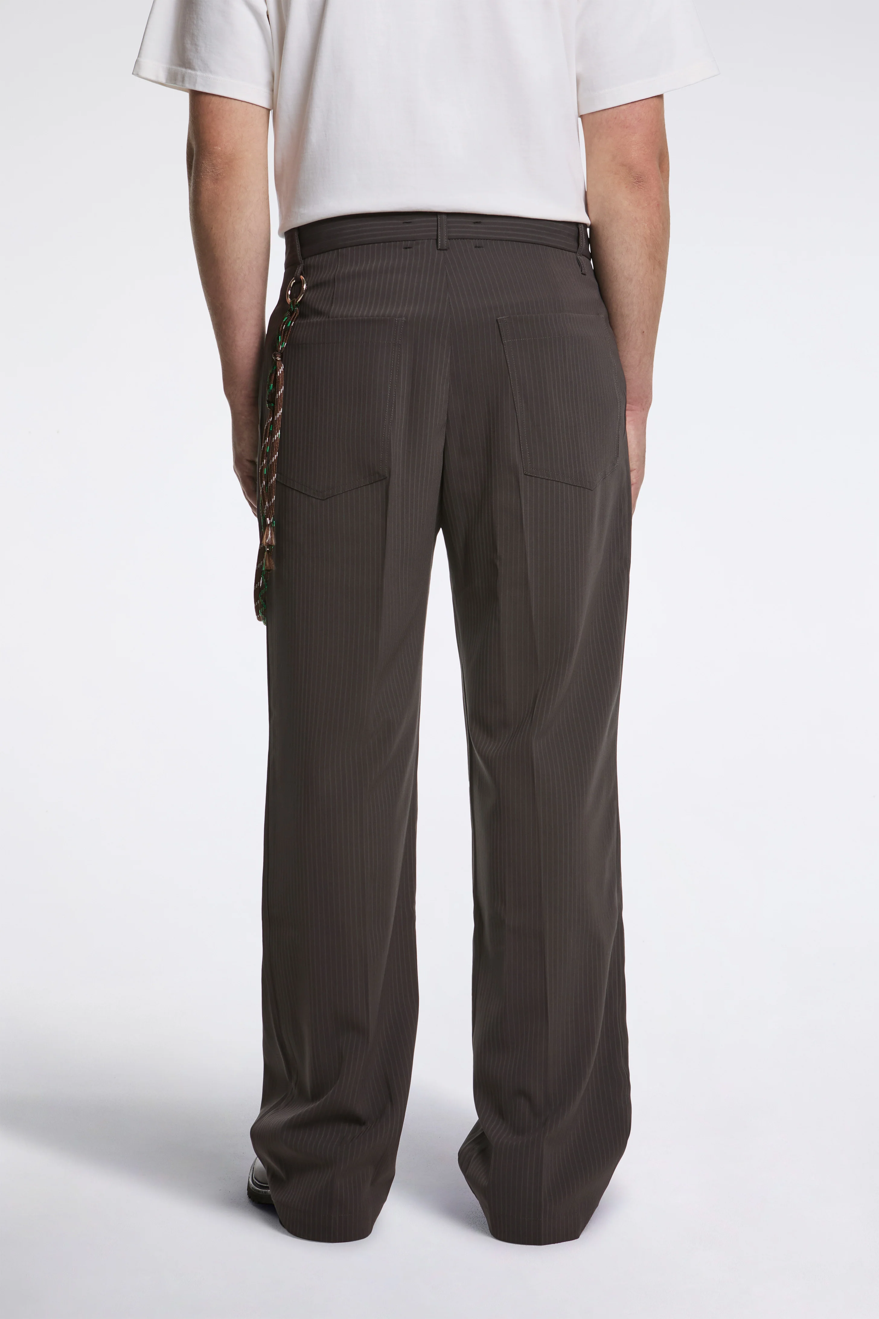 Loose Pleated Pant Brown Stripe - Image 3
