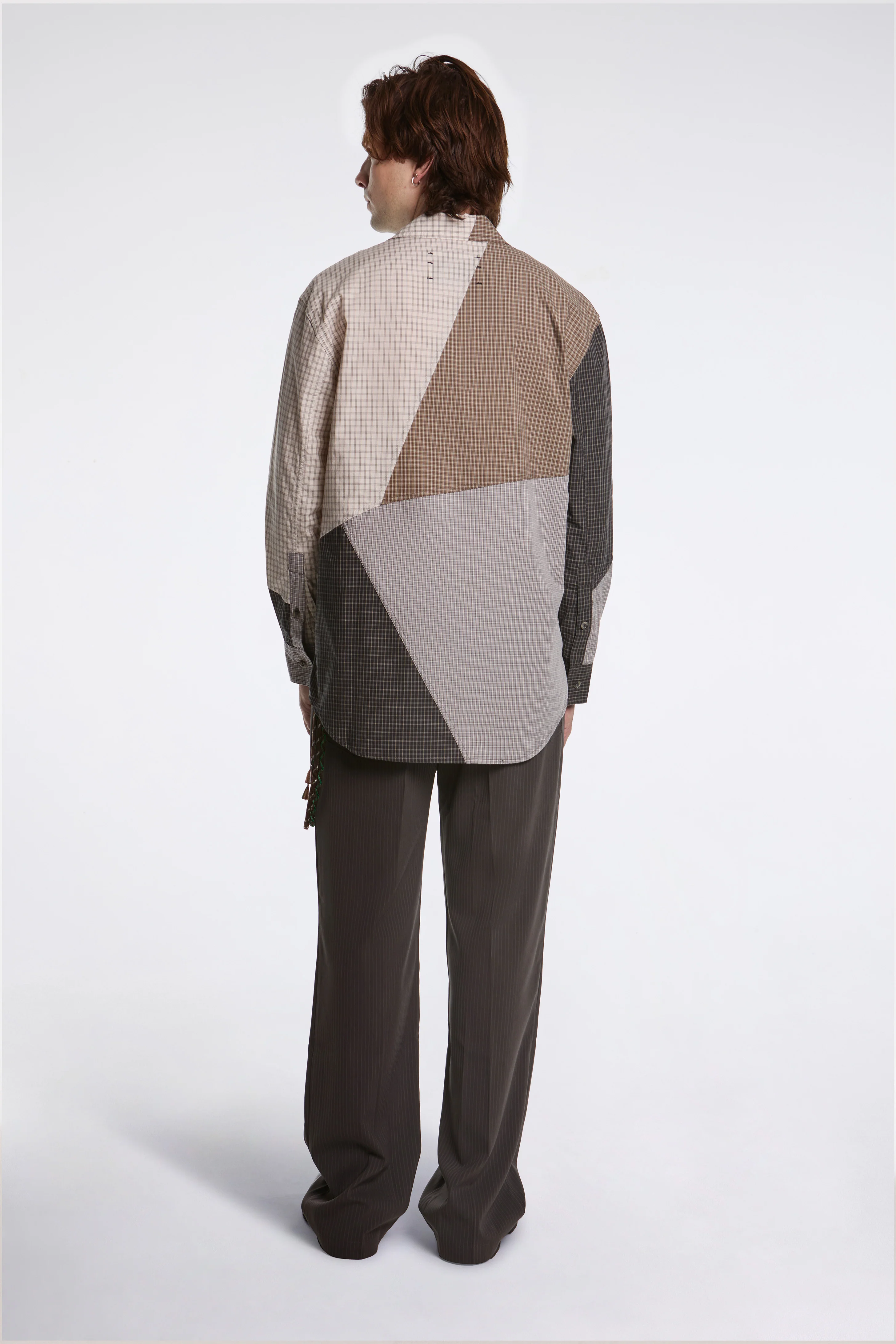 Loose Pleated Pant Brown Stripe - Image 6