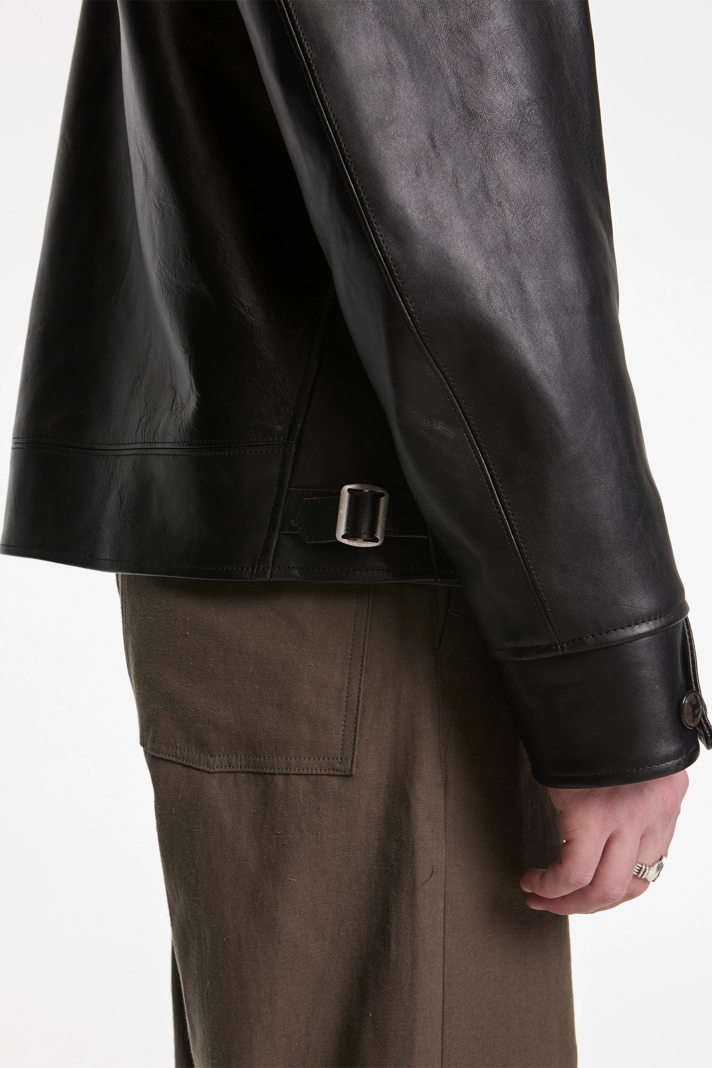 Lot.802 Cossack Leather Jacket Black (Horse Leather) - Image 5