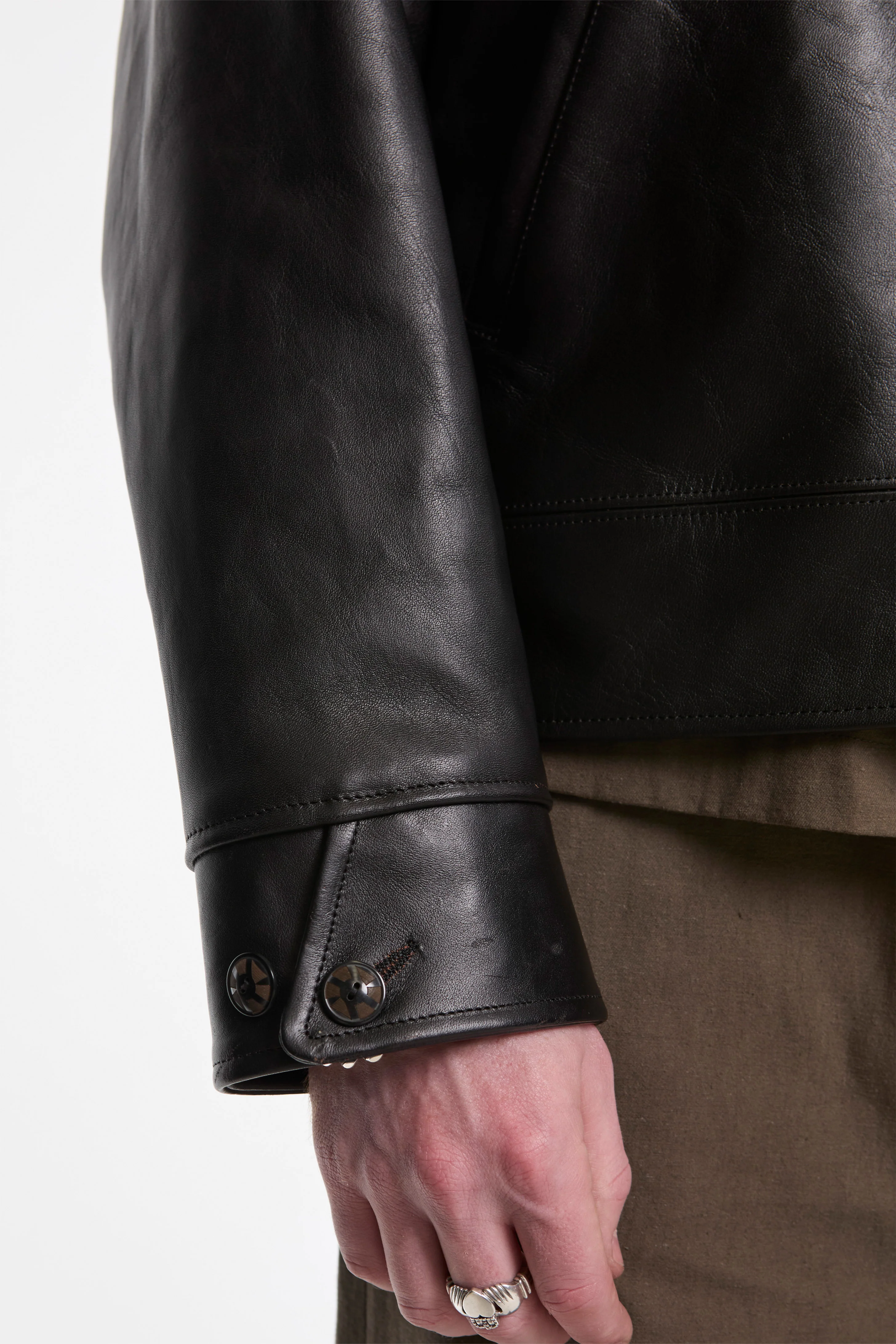 Lot.802 Cossack Leather Jacket Black (Horse Leather) - Image 6