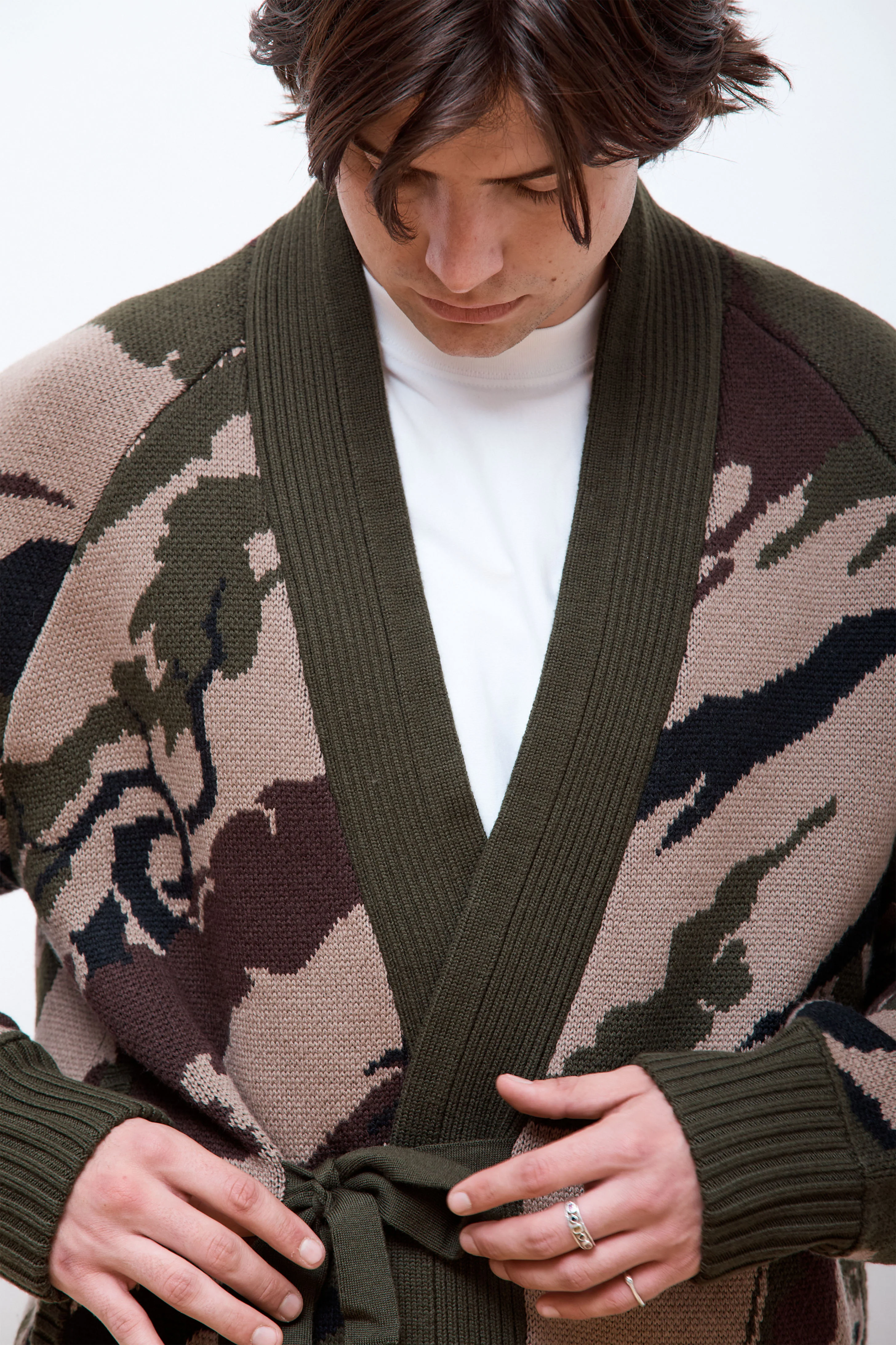 Camo Knitted Kimono Woodland - Image 3