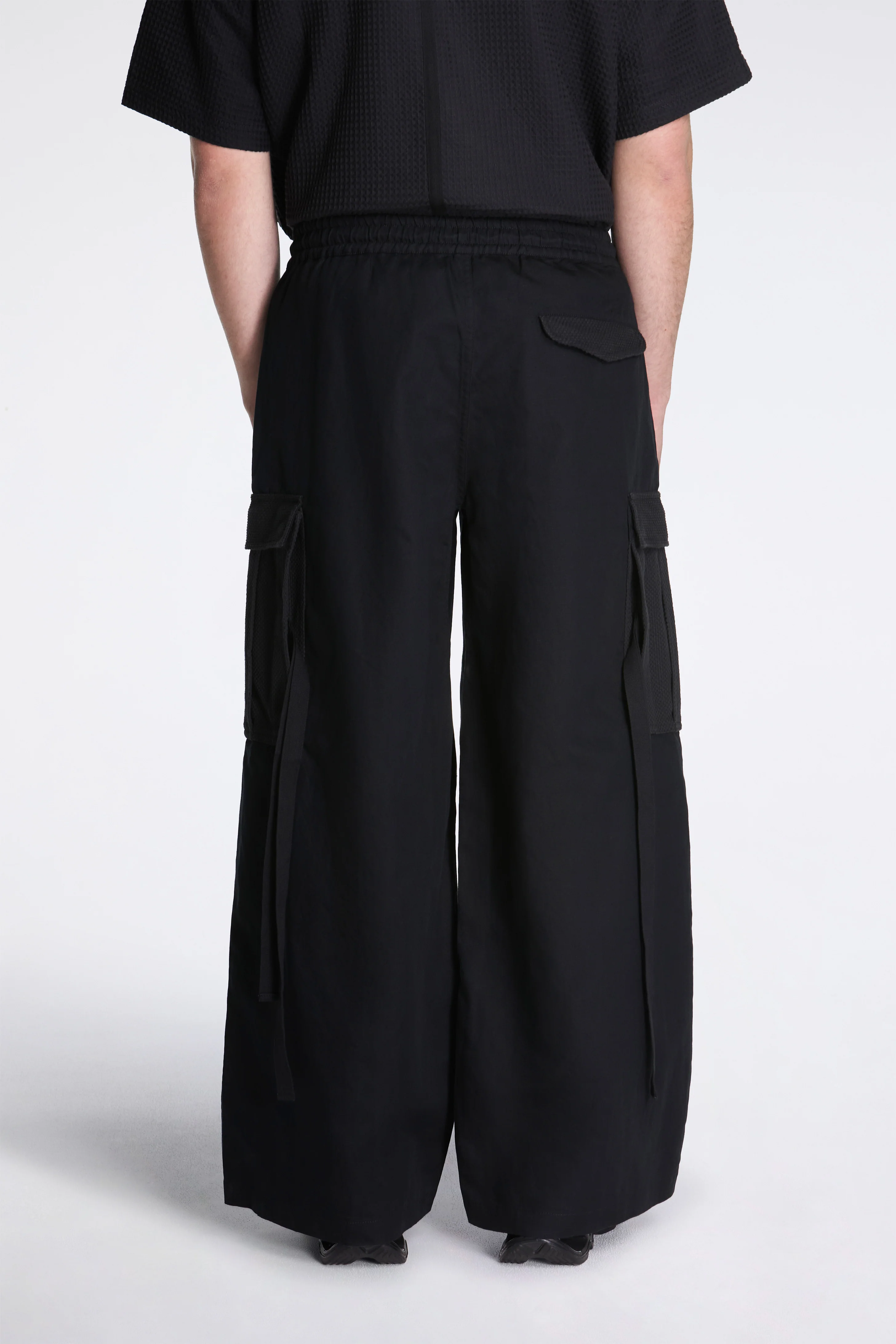 Hemp Hakama Cargo Track Pants Black - Image 2