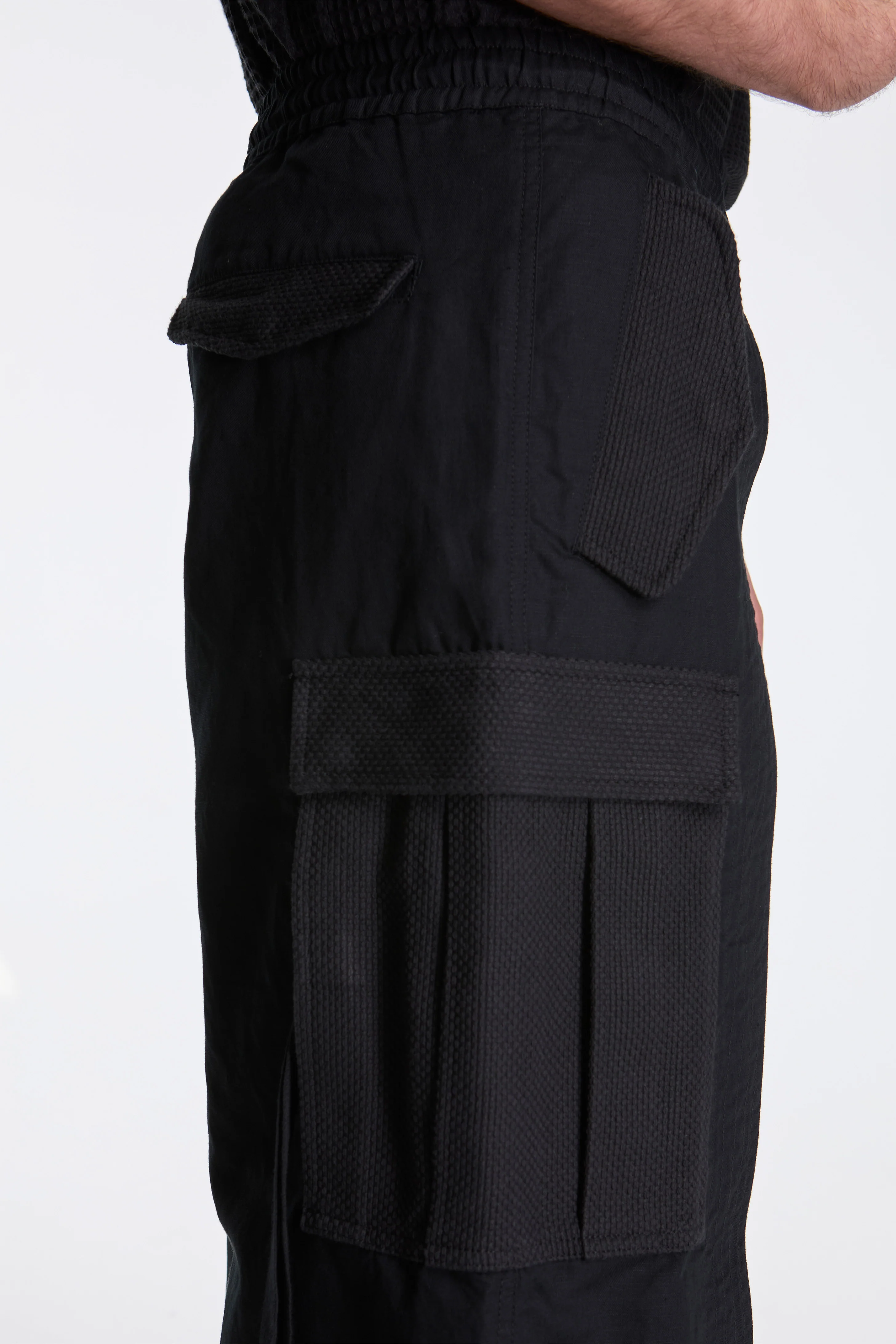 Hemp Hakama Cargo Track Pants Black - Image 4