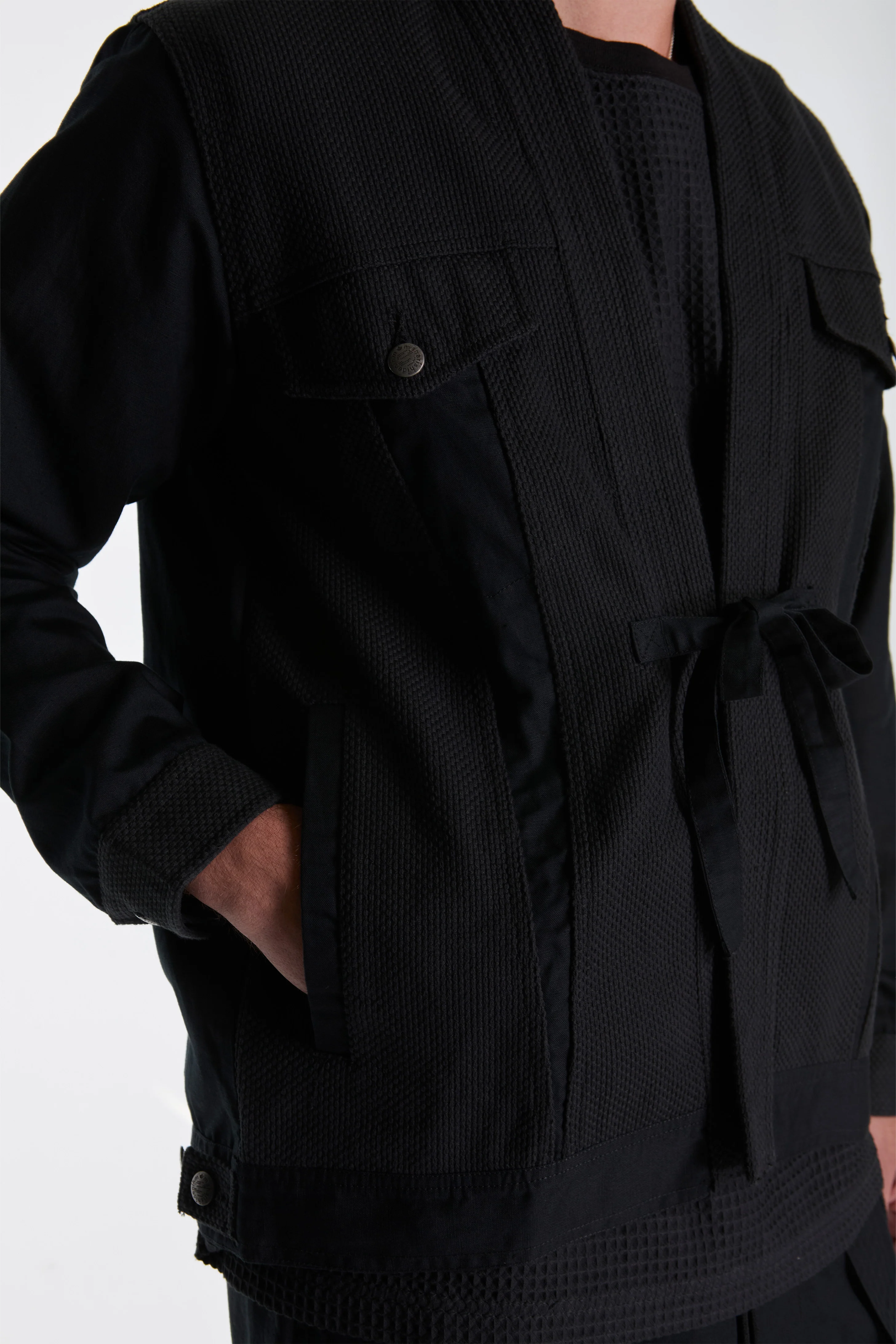 Hemp Hanten Trucker Jacket Black - Image 3