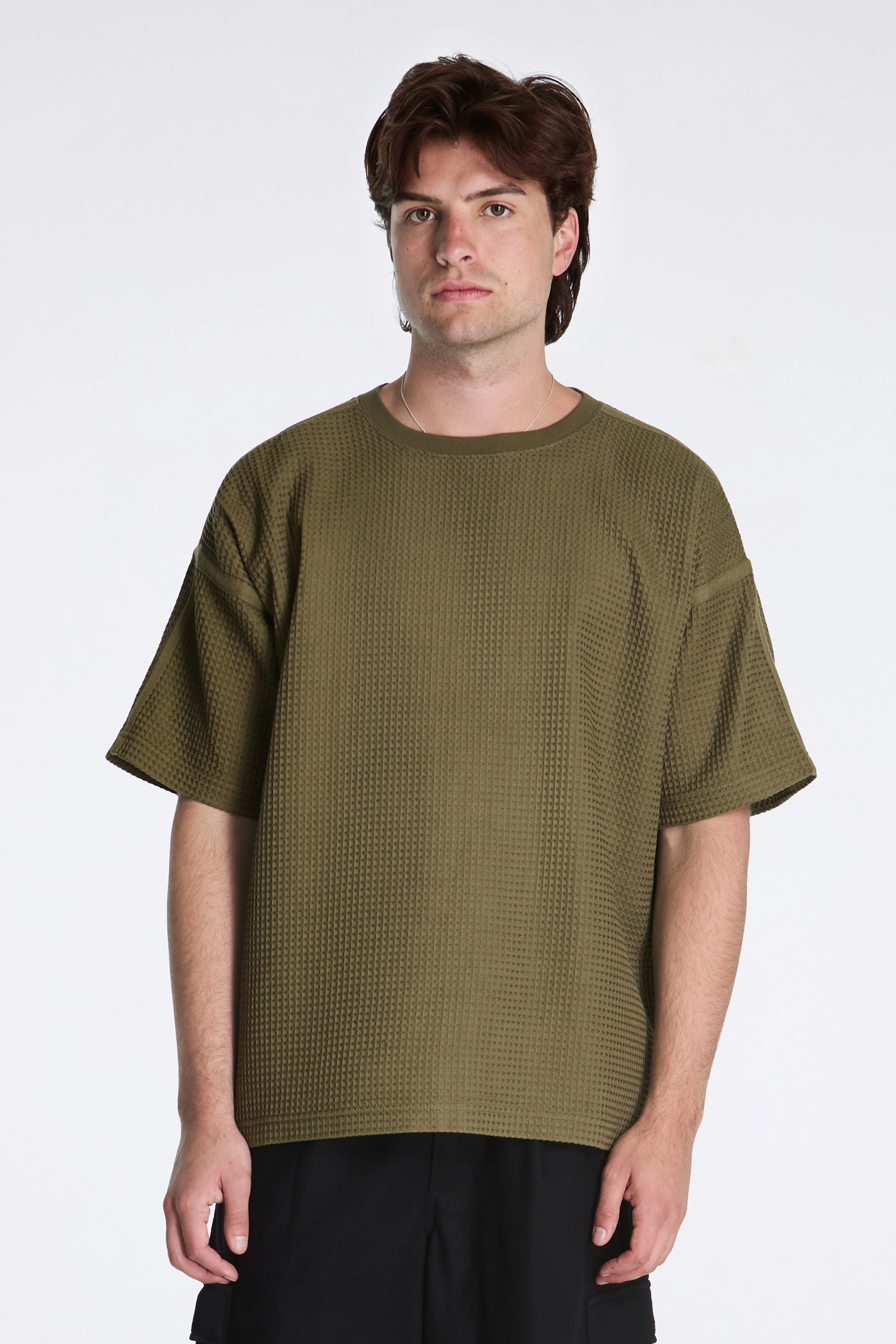 Waffle Kimono Tee Olive - Image 2
