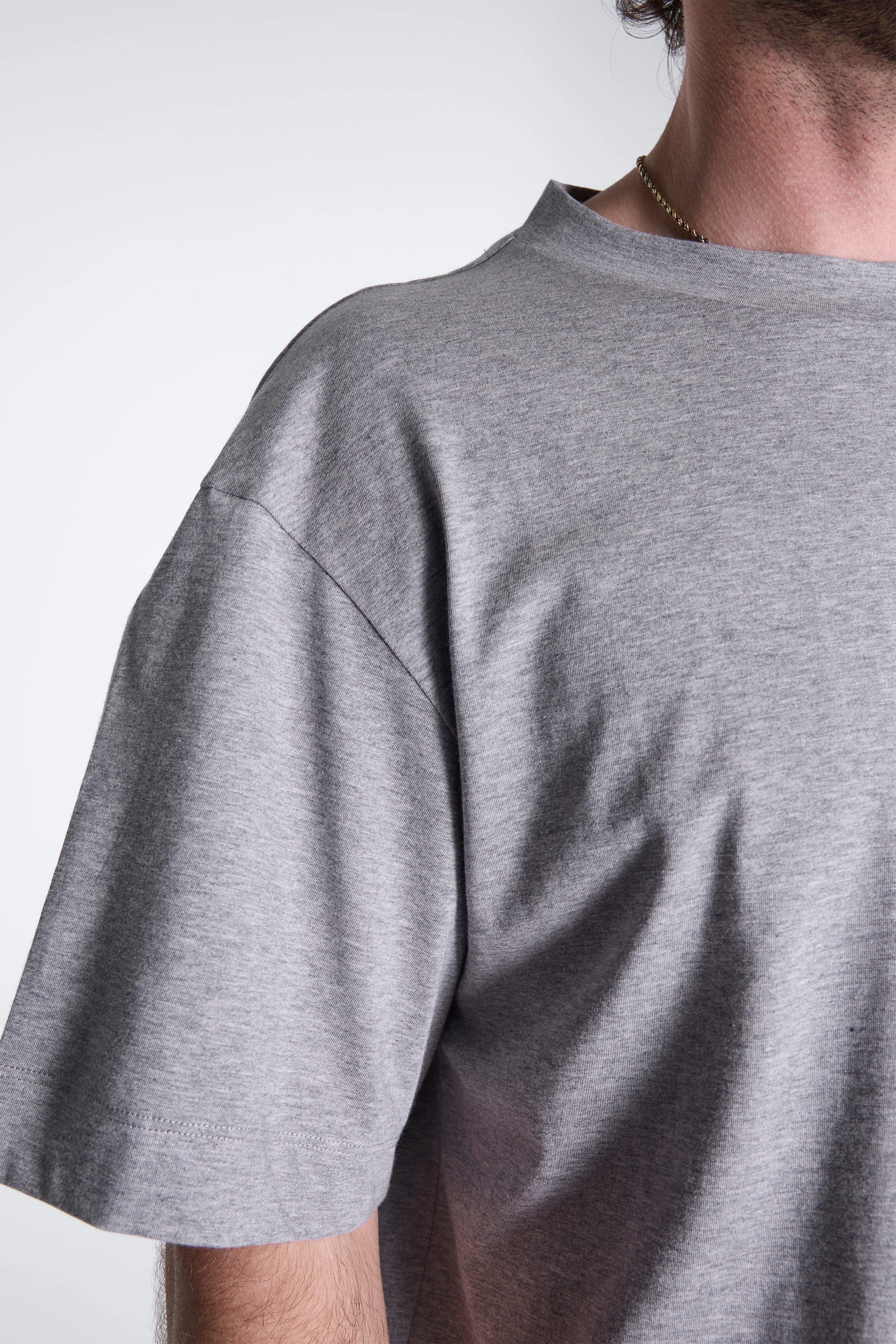 Mens Short Sleeve T-Shirt Grey Melange - Image 4