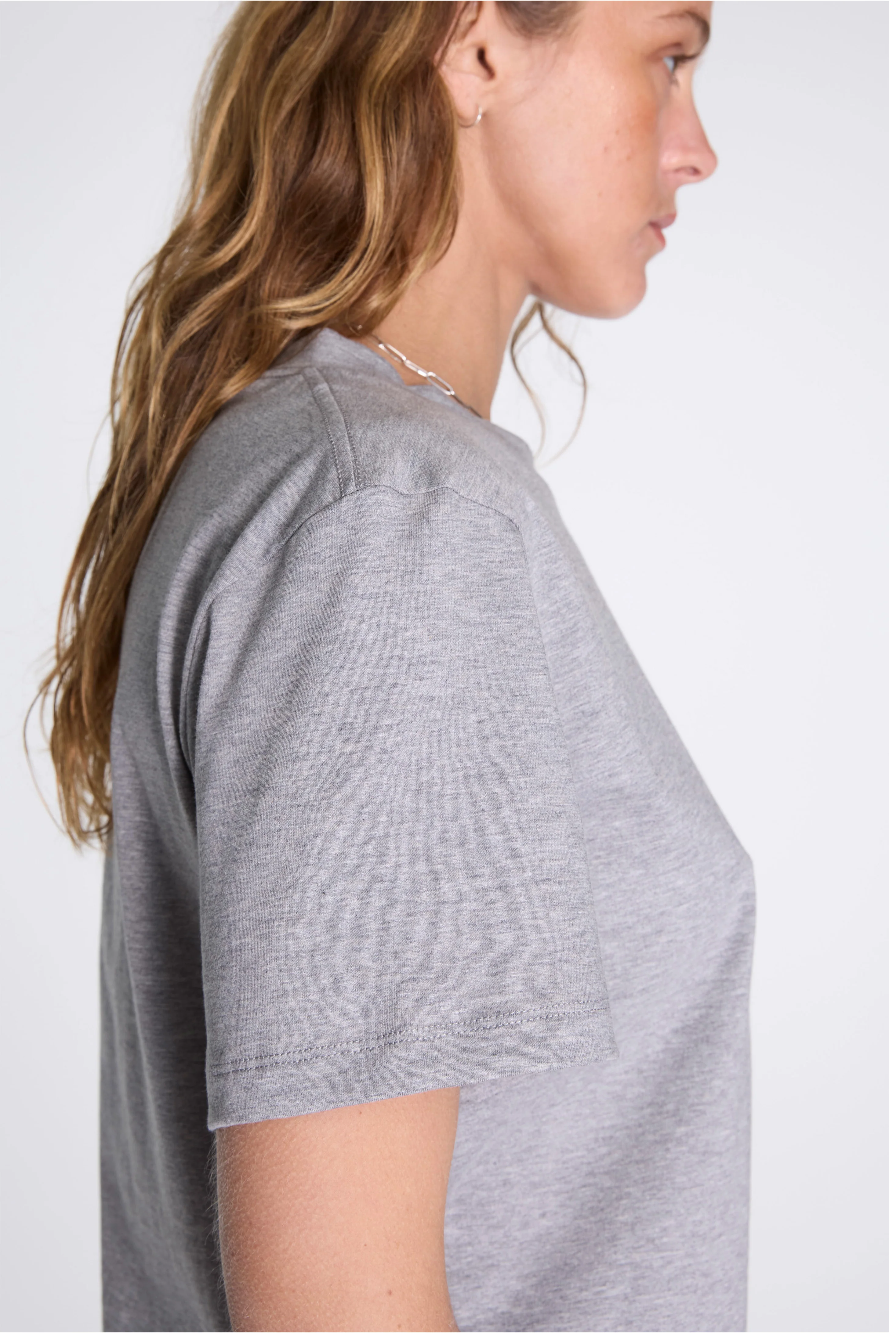 Womens Boys T-Shirt Grey Melange - Image 3
