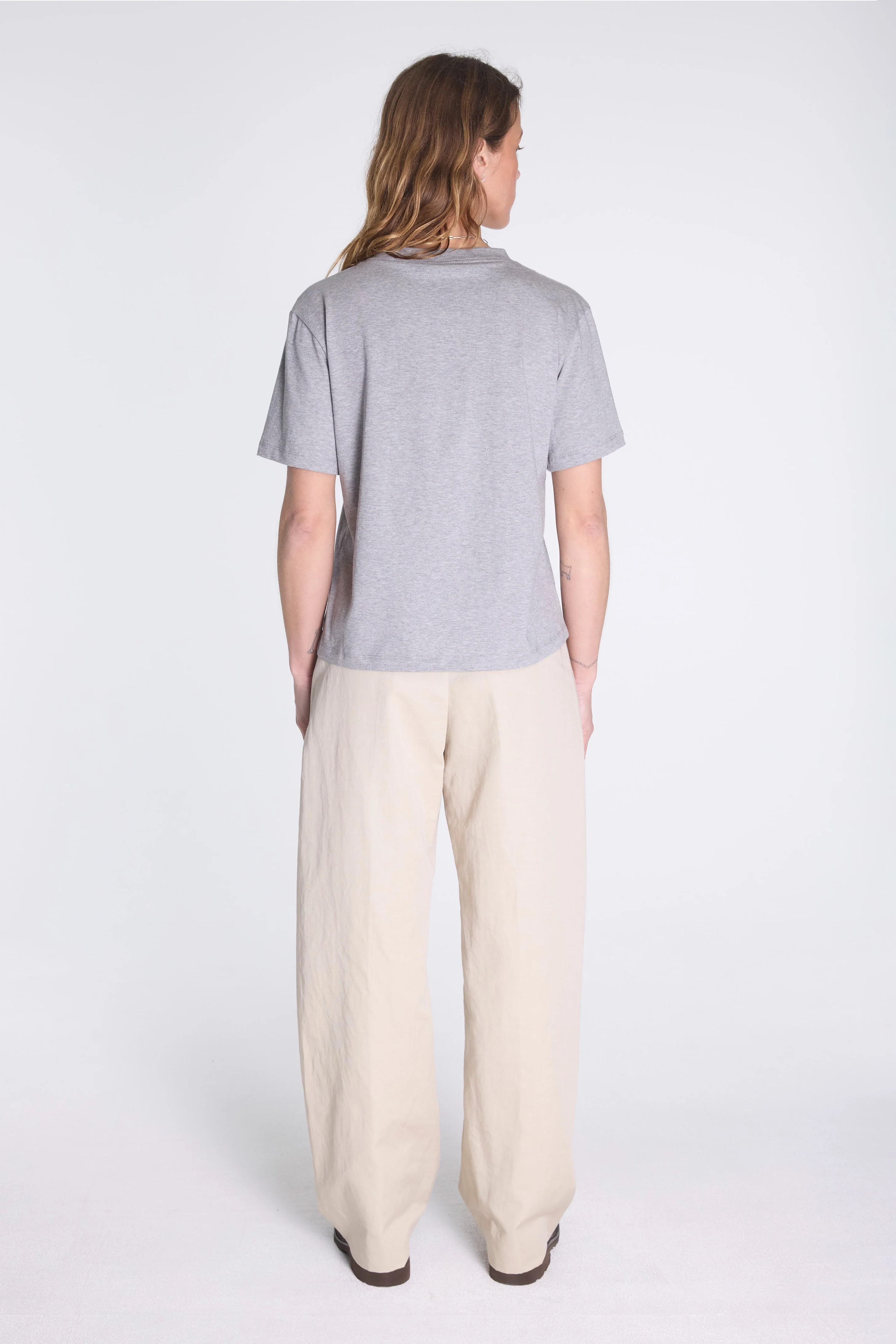 Womens Boys T-Shirt Grey Melange - Image 5