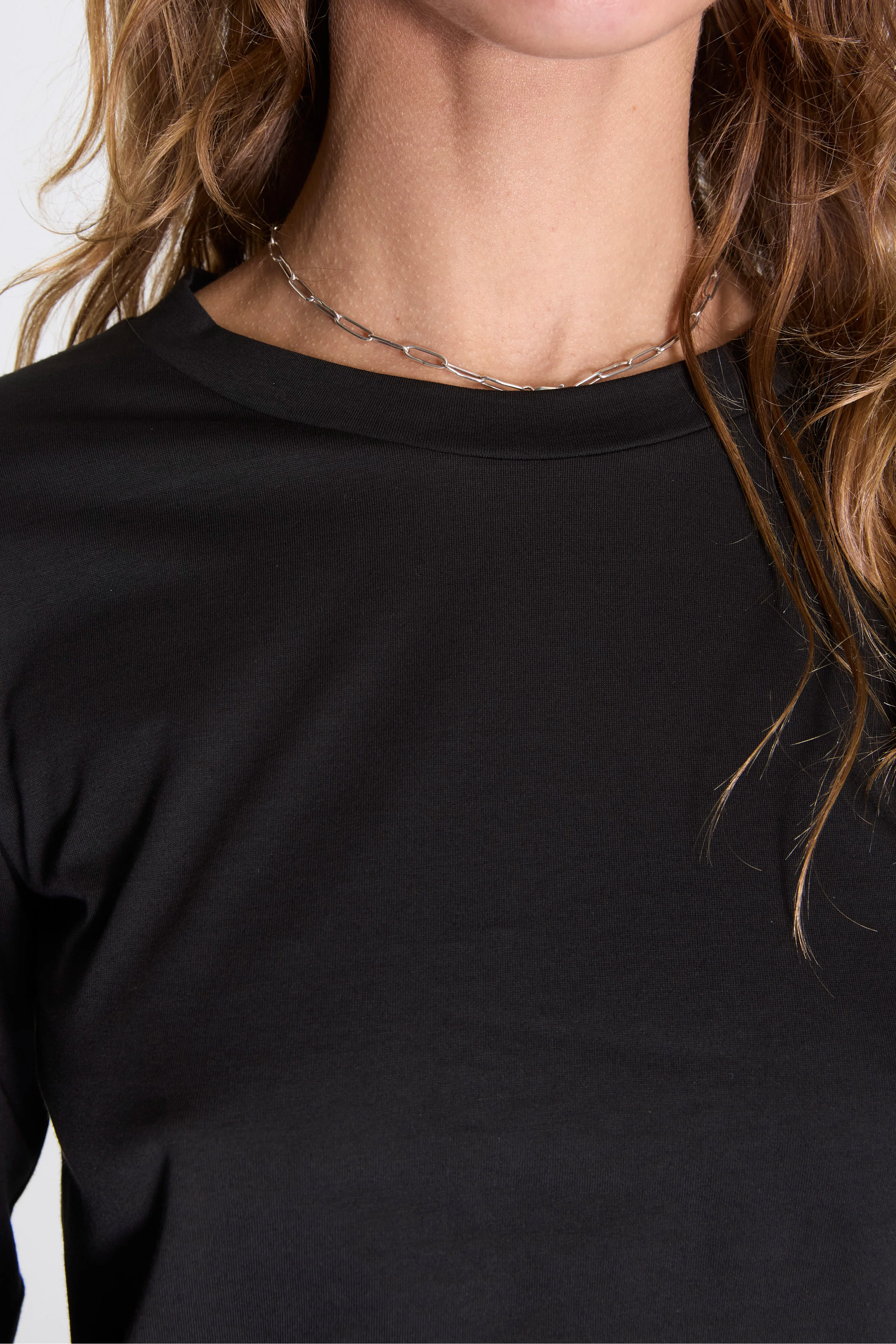 Womens Wide Neck Long Sleeve Black - Image 3