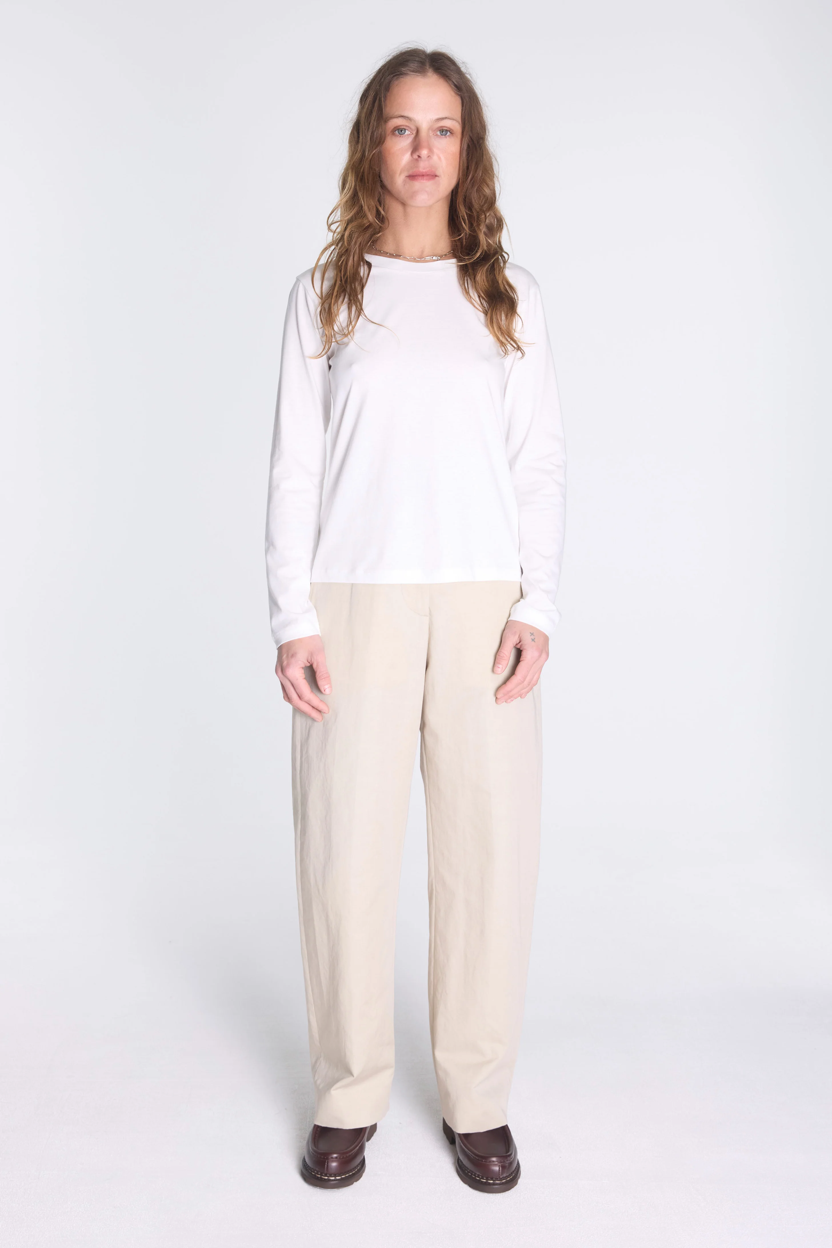 Womens Wide Neck Long Sleeve Off White - Image 4