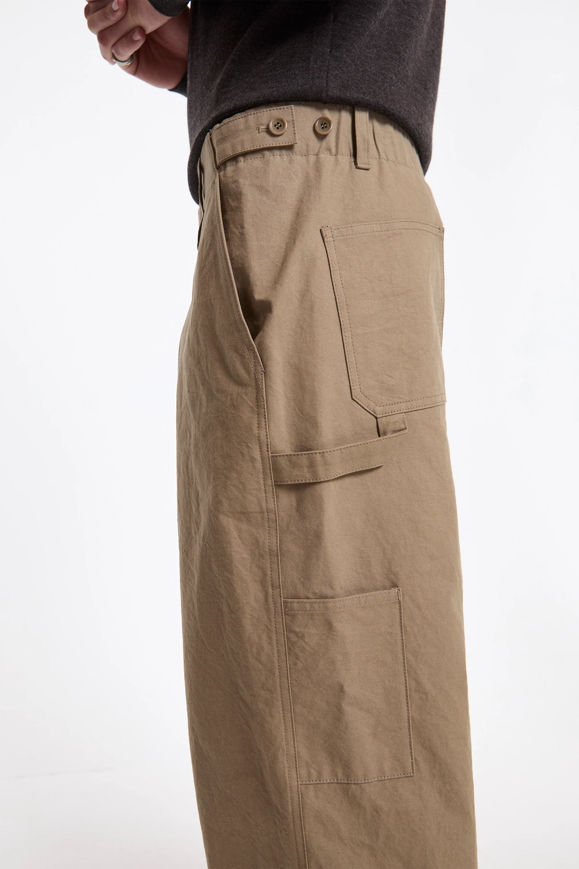 Men's Pocket Work Trousers Khaki - Image 6