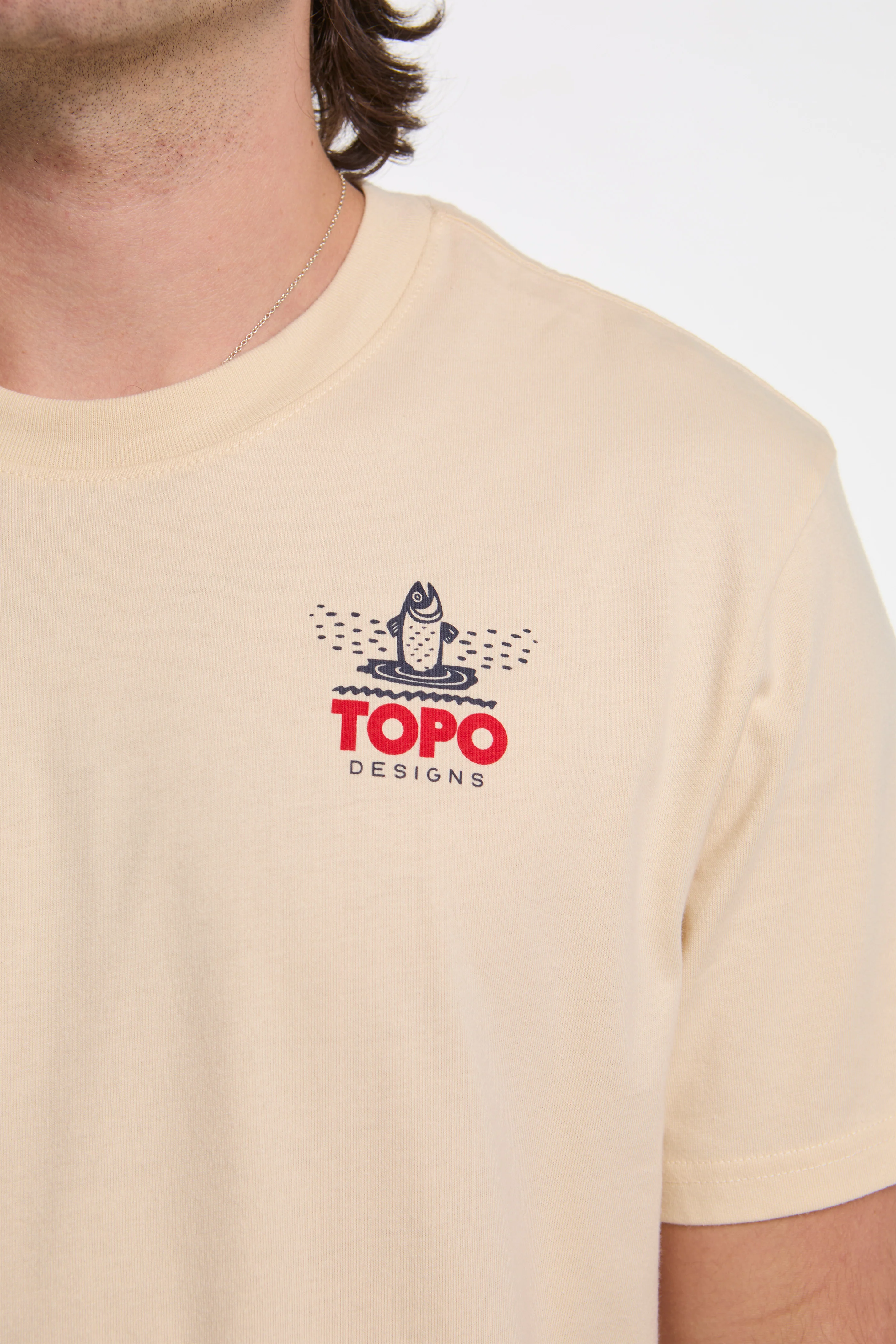 Mountain River Tee Mens Bone White - Image 4