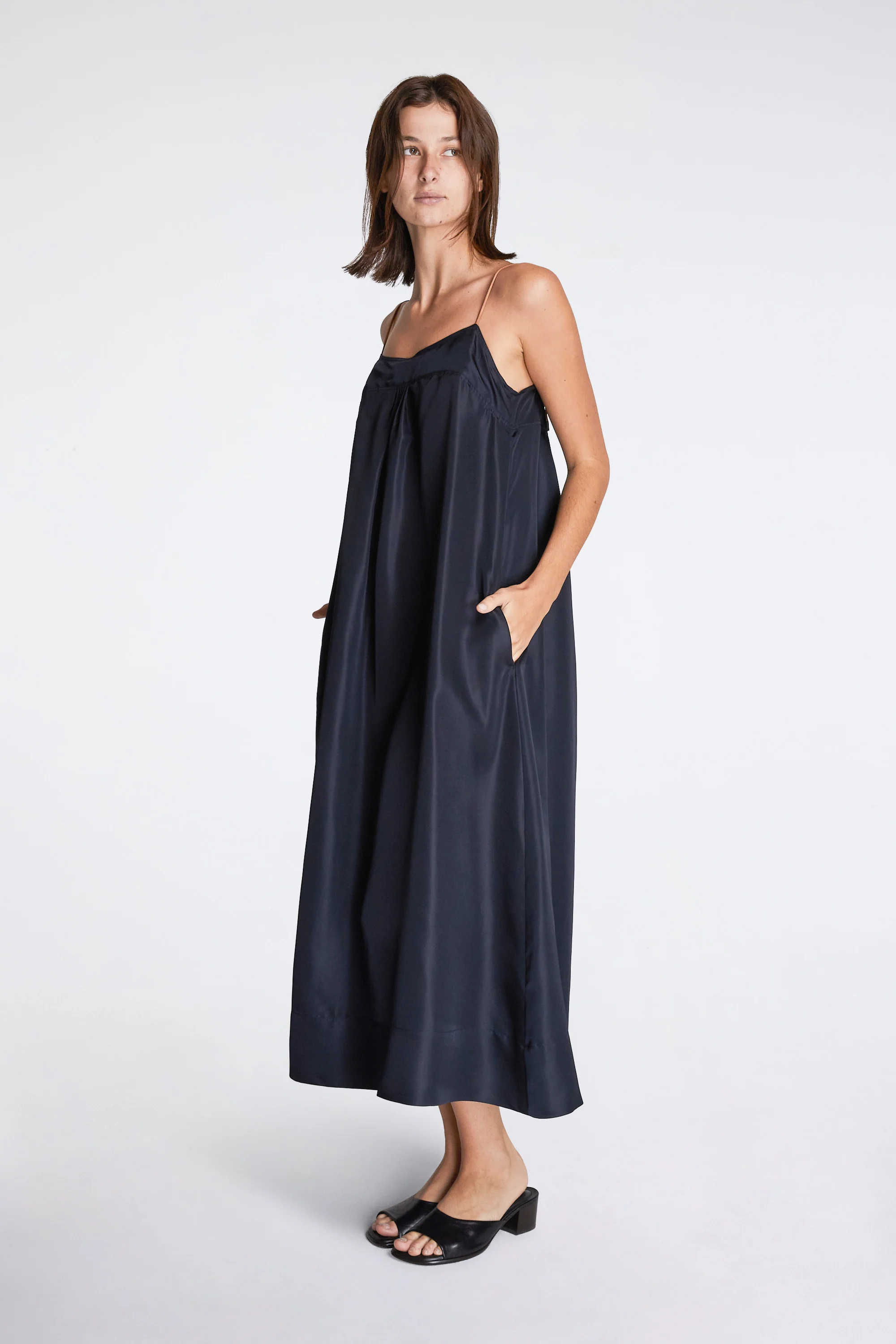 Nam Ou River  Dress Silk Twill Navy - Image 5