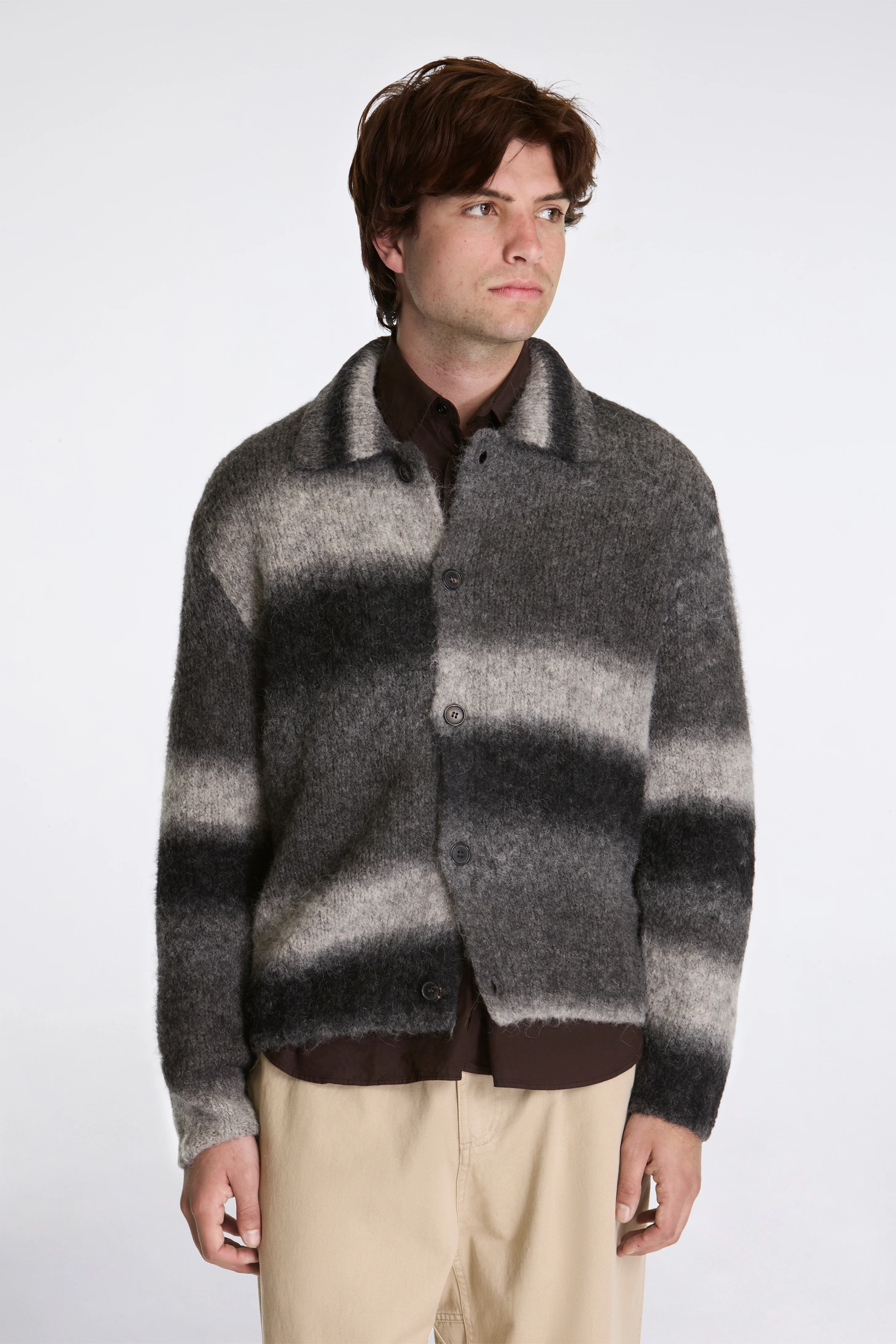 Erik Gradient Alpaca Wool Jacket Charcoal Melange - Image 2