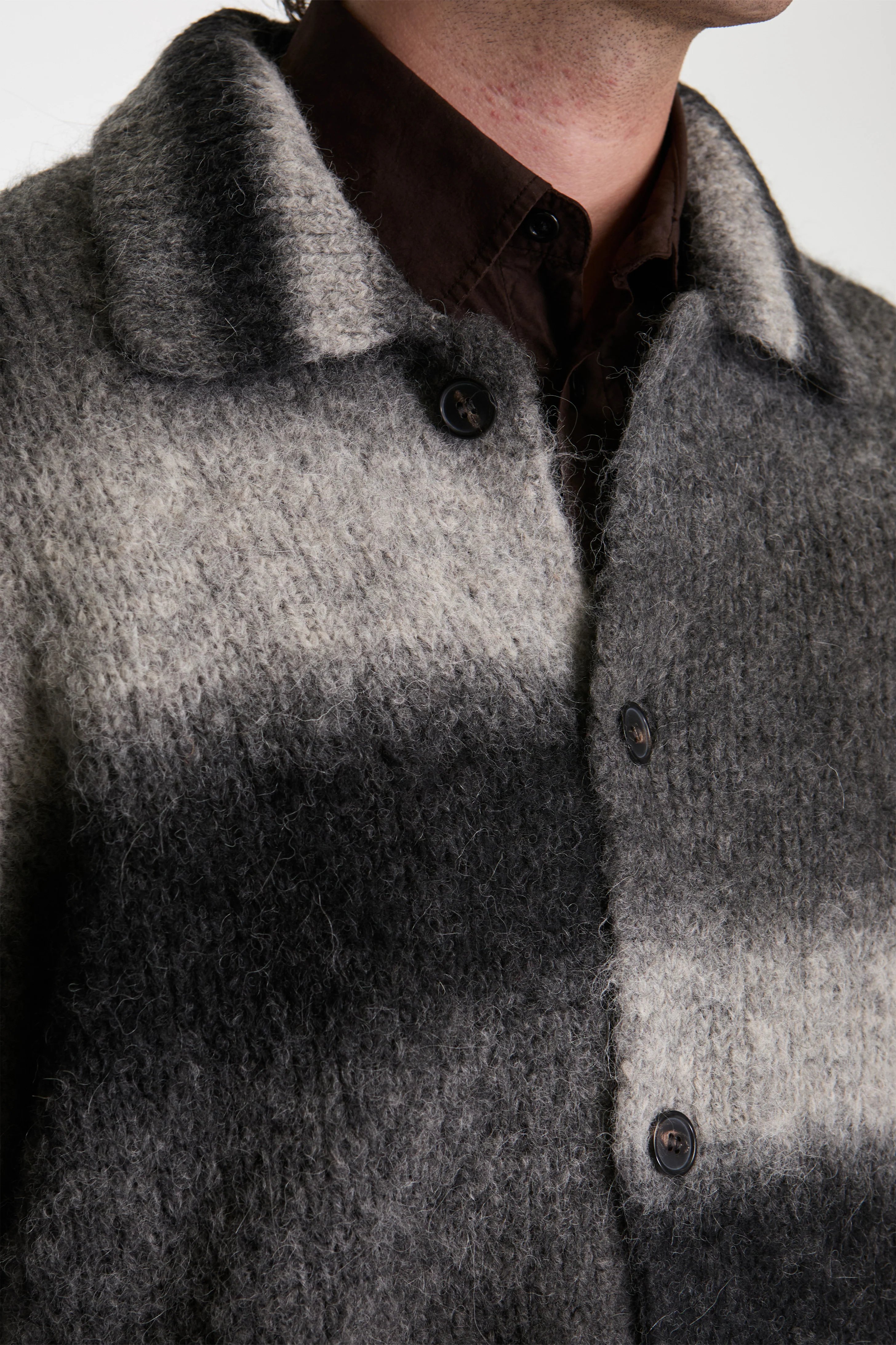 Erik Gradient Alpaca Wool Jacket Charcoal Melange - Image 3