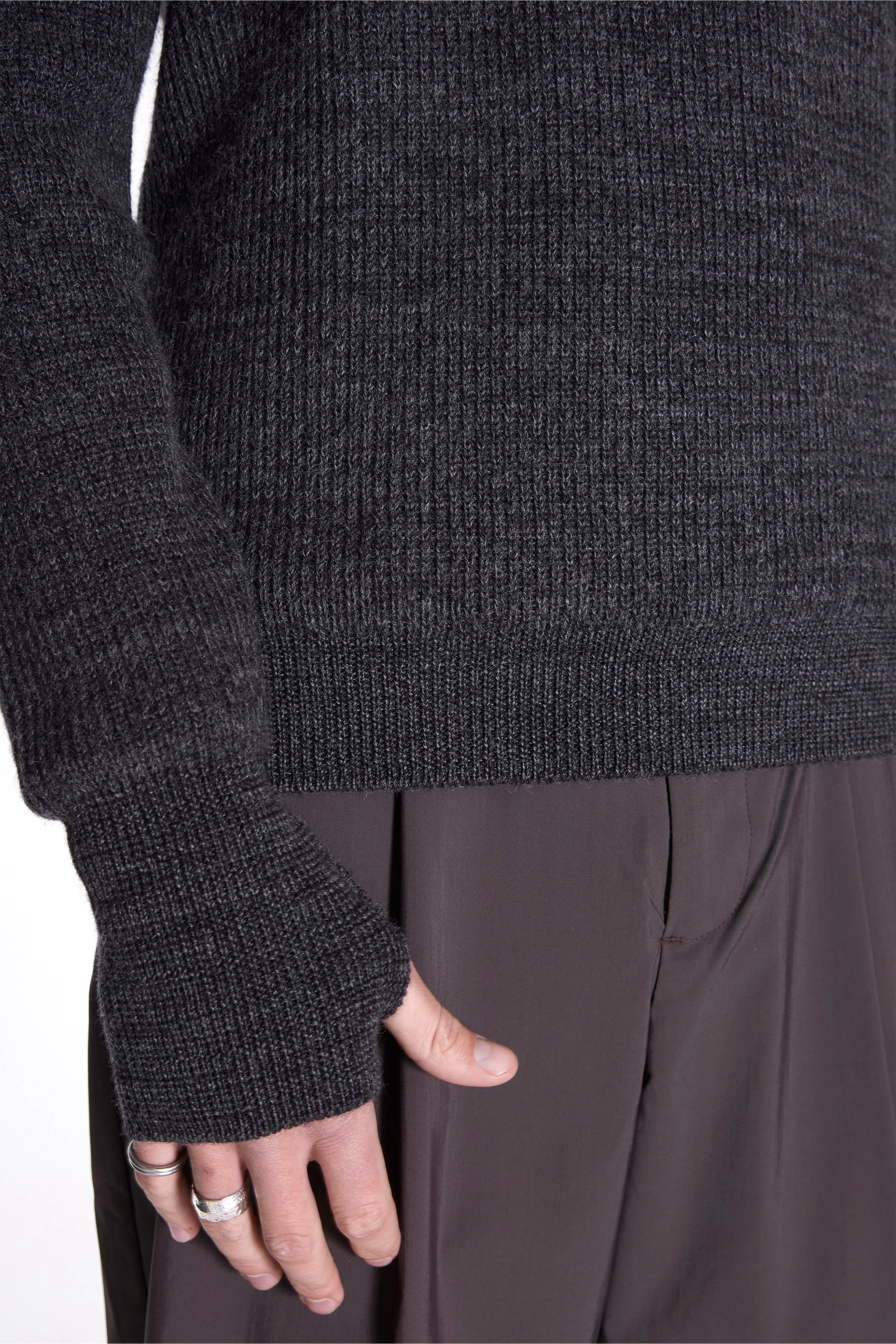 Henning Cotton Wool Rib Sweater Dark Grey Melange - Image 4