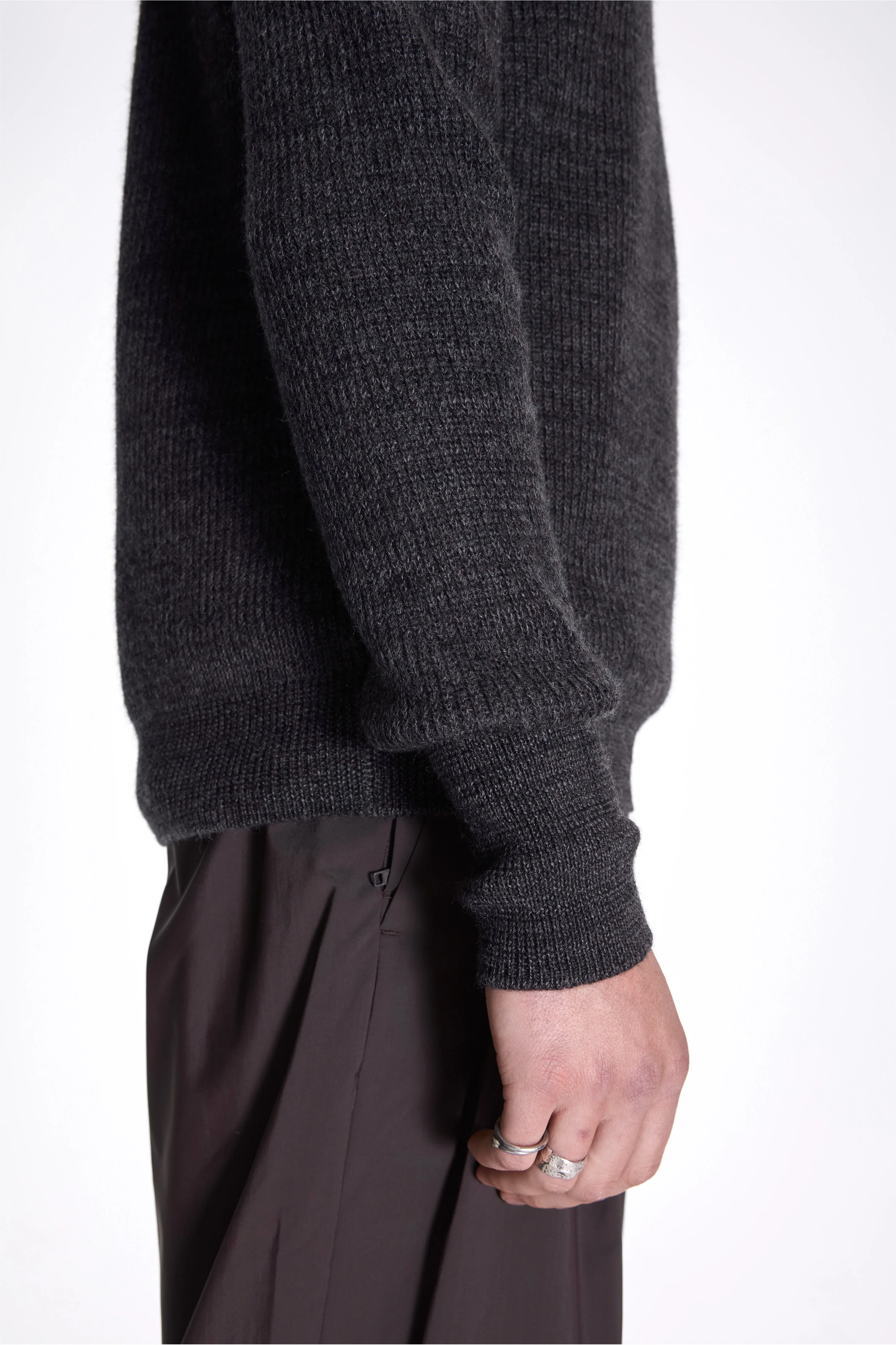 Henning Cotton Wool Rib Sweater Dark Grey Melange - Image 5