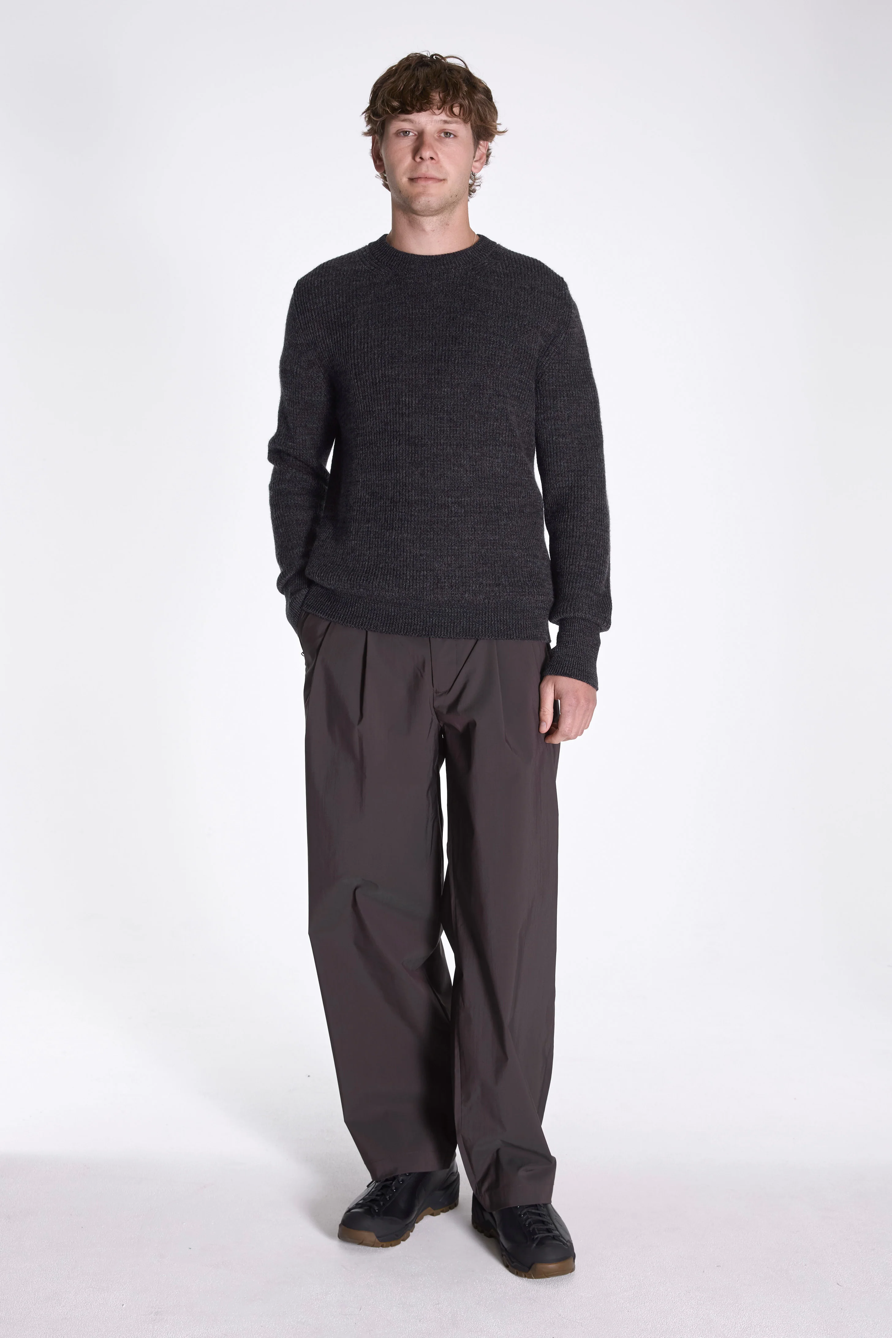 Henning Cotton Wool Rib Sweater Dark Grey Melange - Image 6