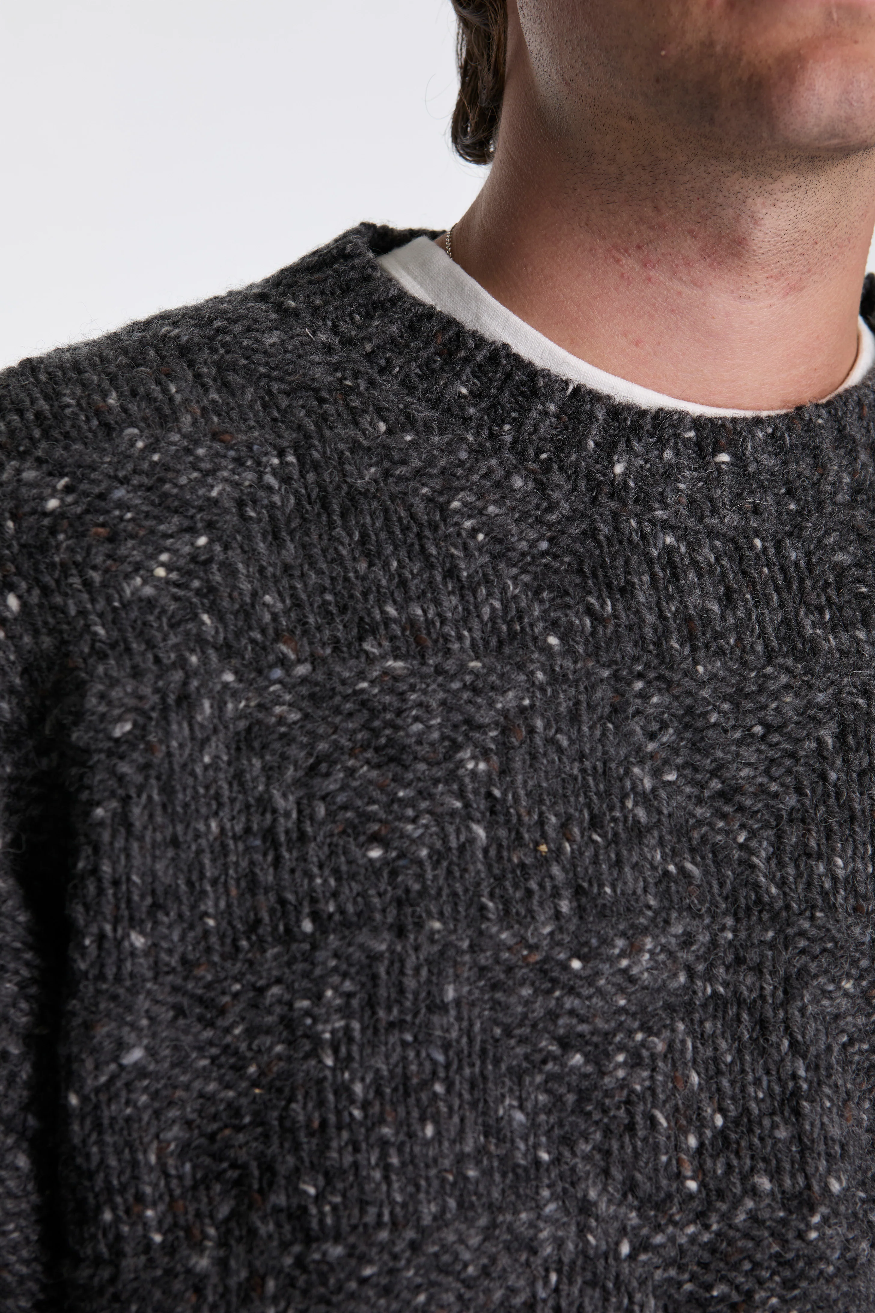 Jonas Donegal Diamond Sweater Charcoal Grey - Image 3