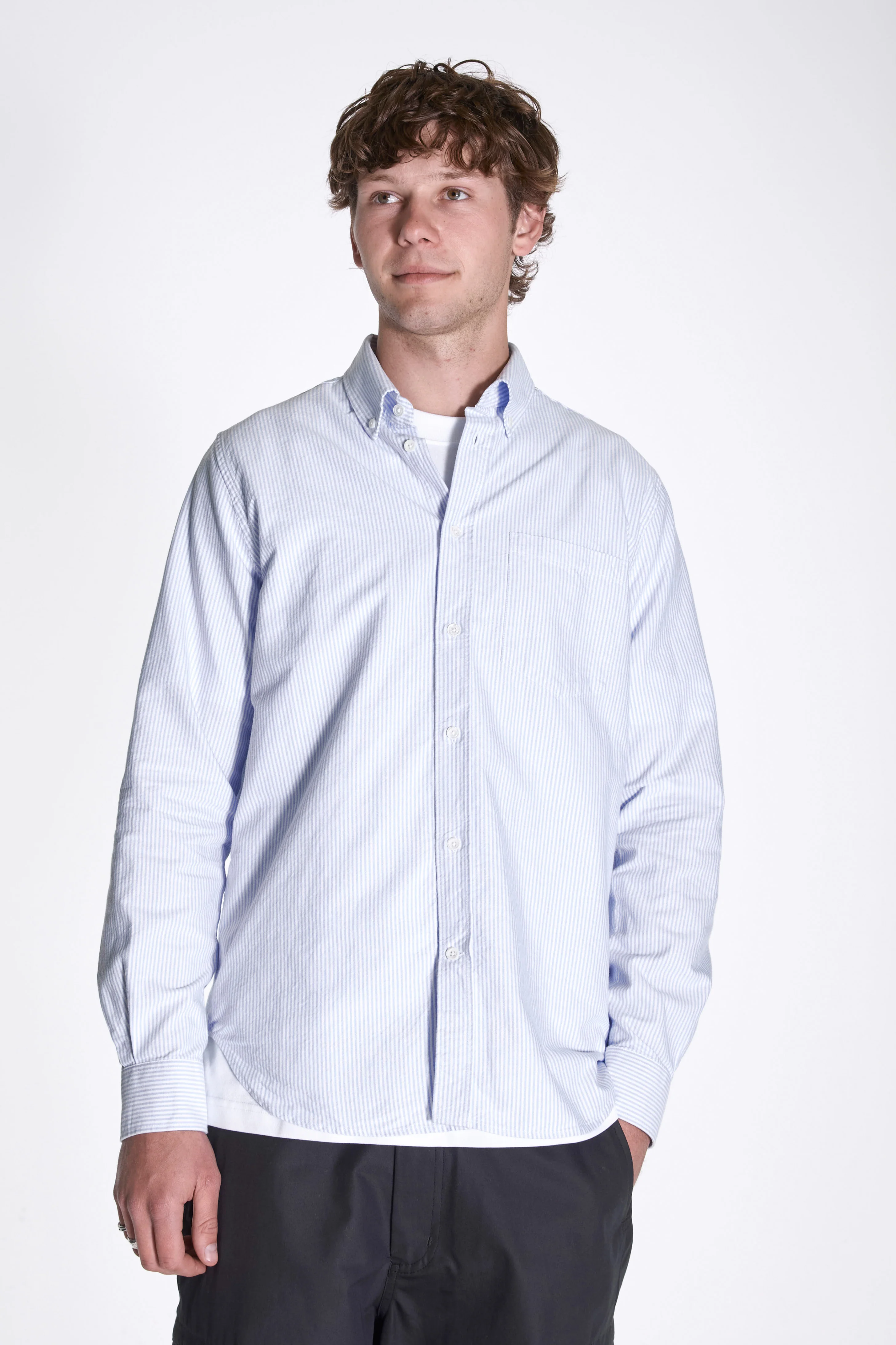 Norse Standard Oxford BD Shirt Pale Blue Stripe - Image 2