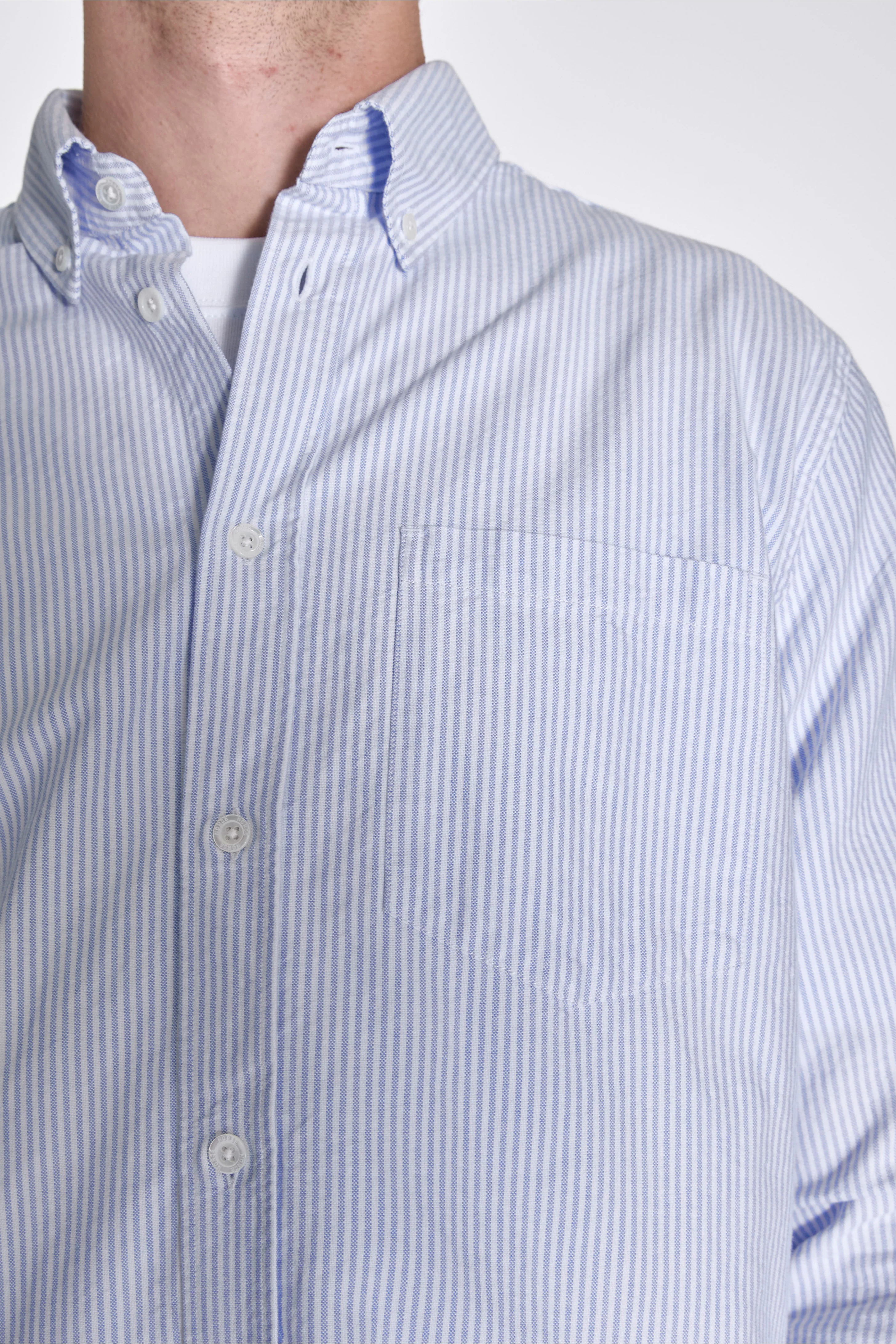 Norse Standard Oxford BD Shirt Pale Blue Stripe - Image 3