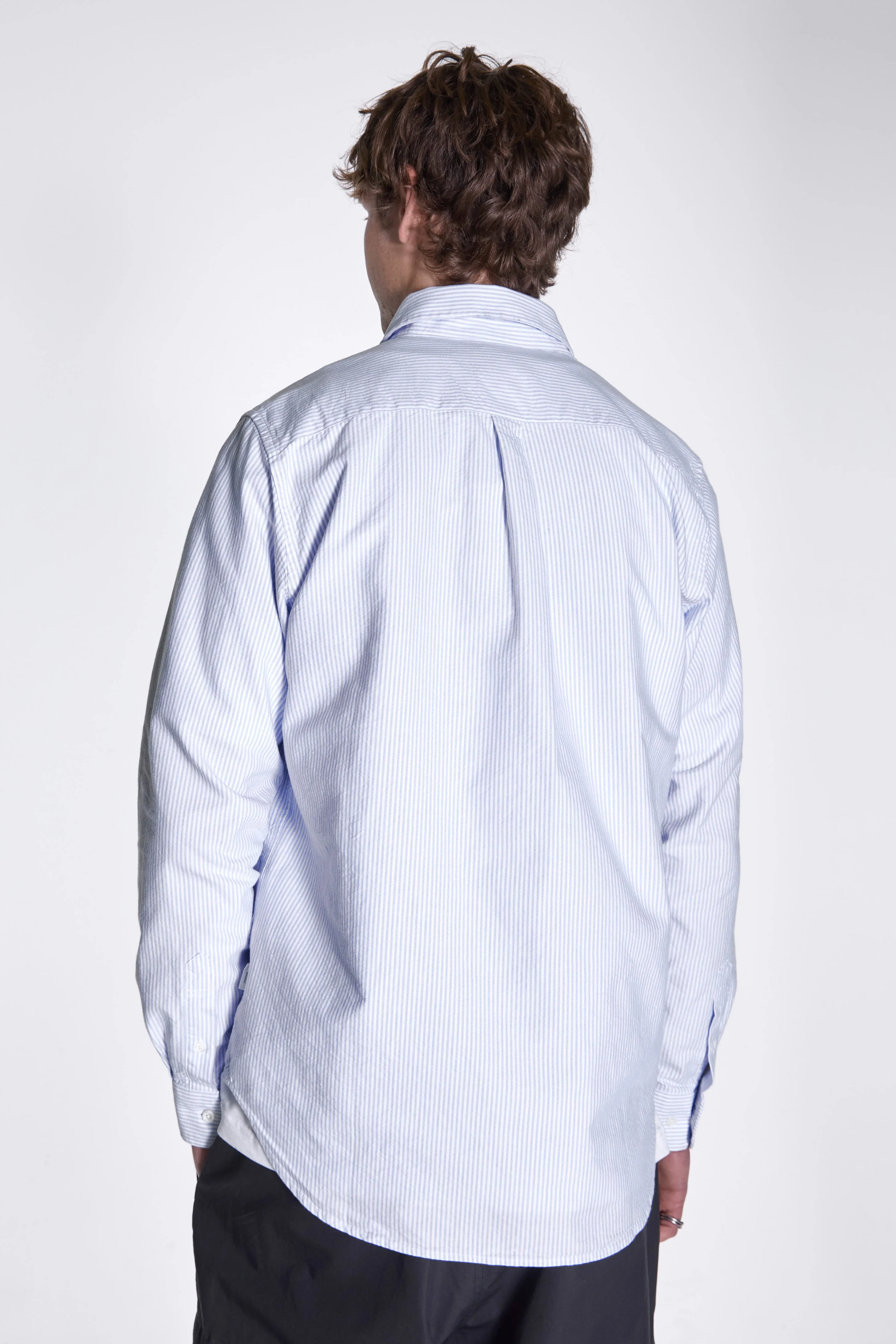 Norse Standard Oxford BD Shirt Pale Blue Stripe - Image 4