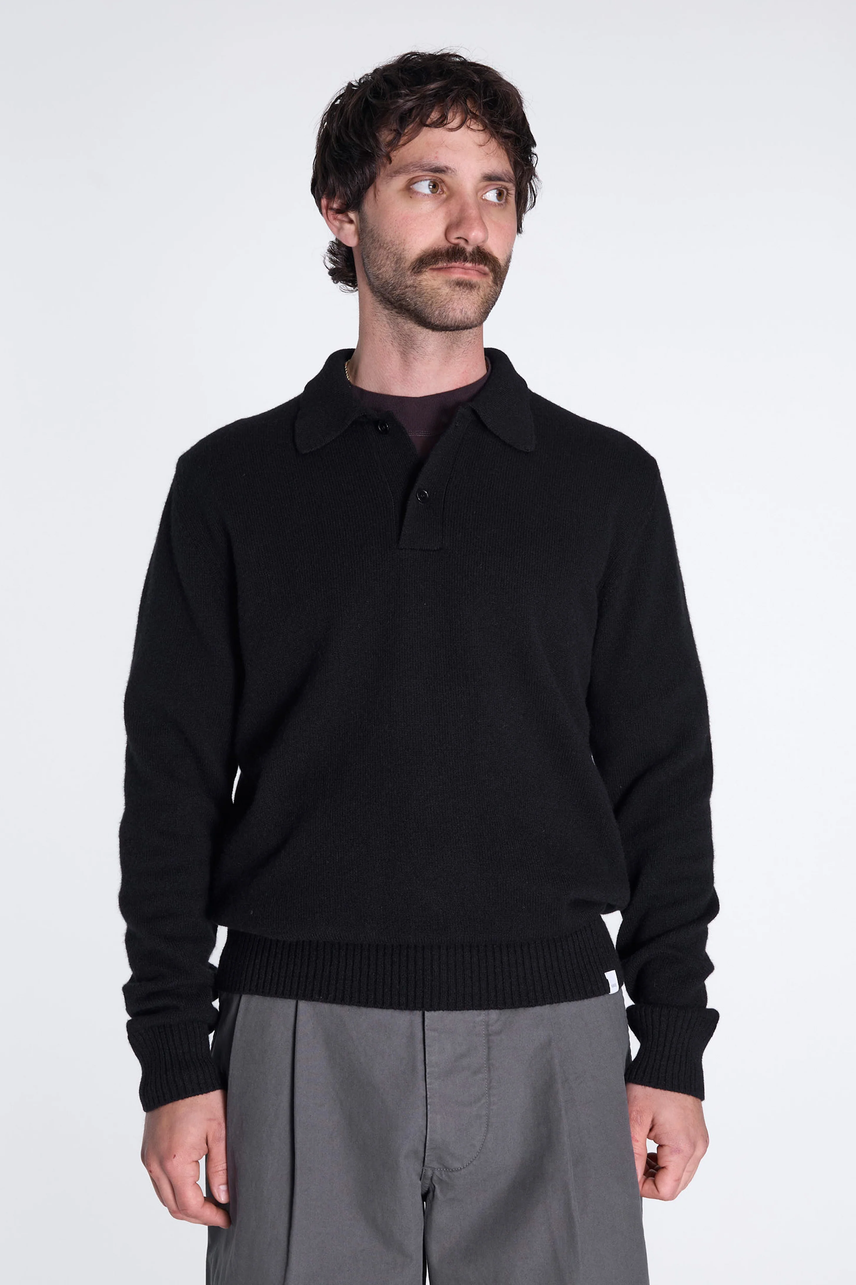Norse Standard Merino Lambswool Polo Black - Image 2