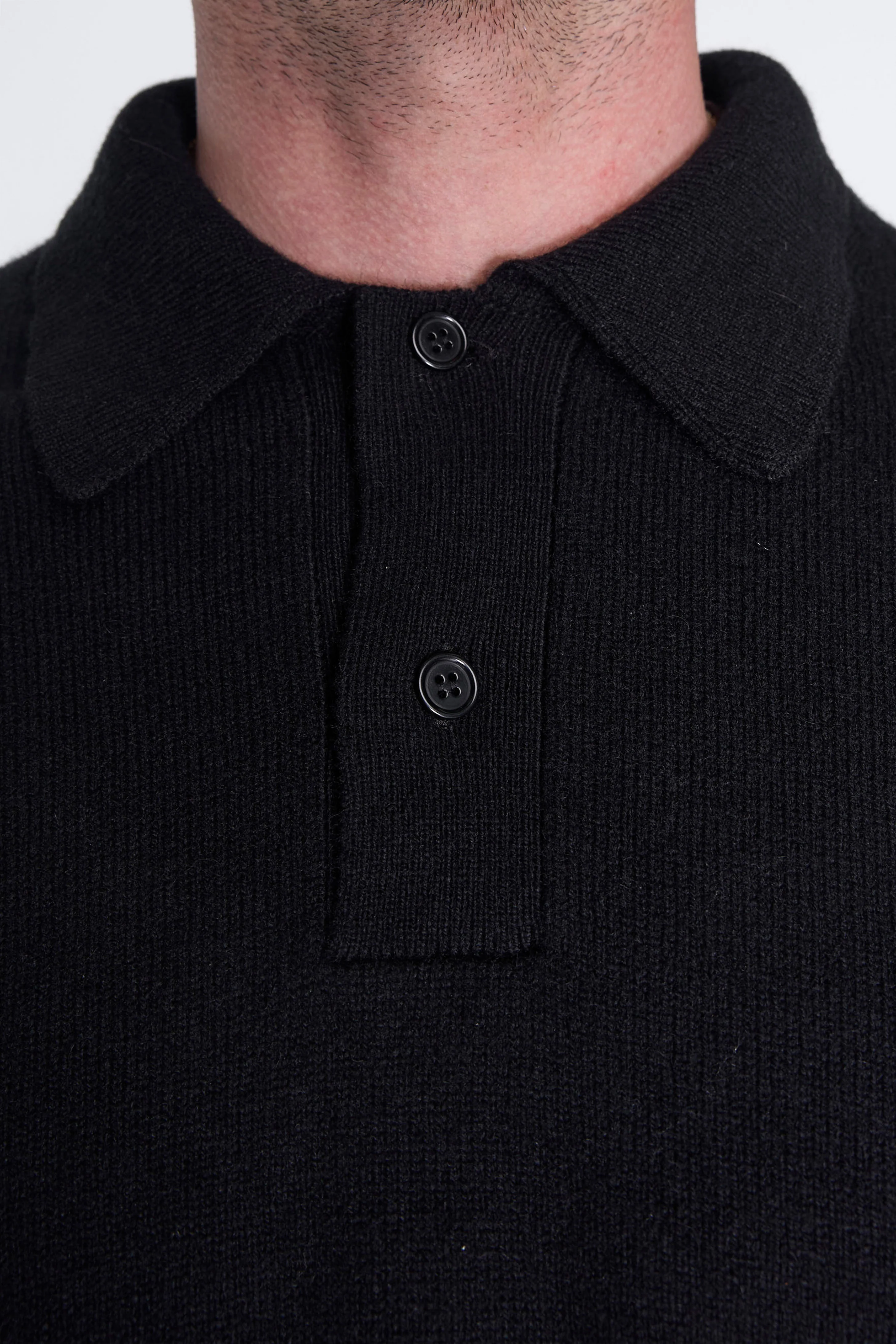 Norse Standard Merino Lambswool Polo Black - Image 5